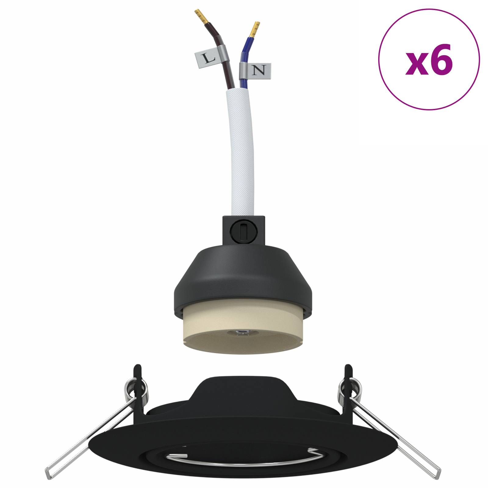 vidaXL Einbaustrahler 6 Stk. Rund GU10 Schwarz Ø90 mm Stahl