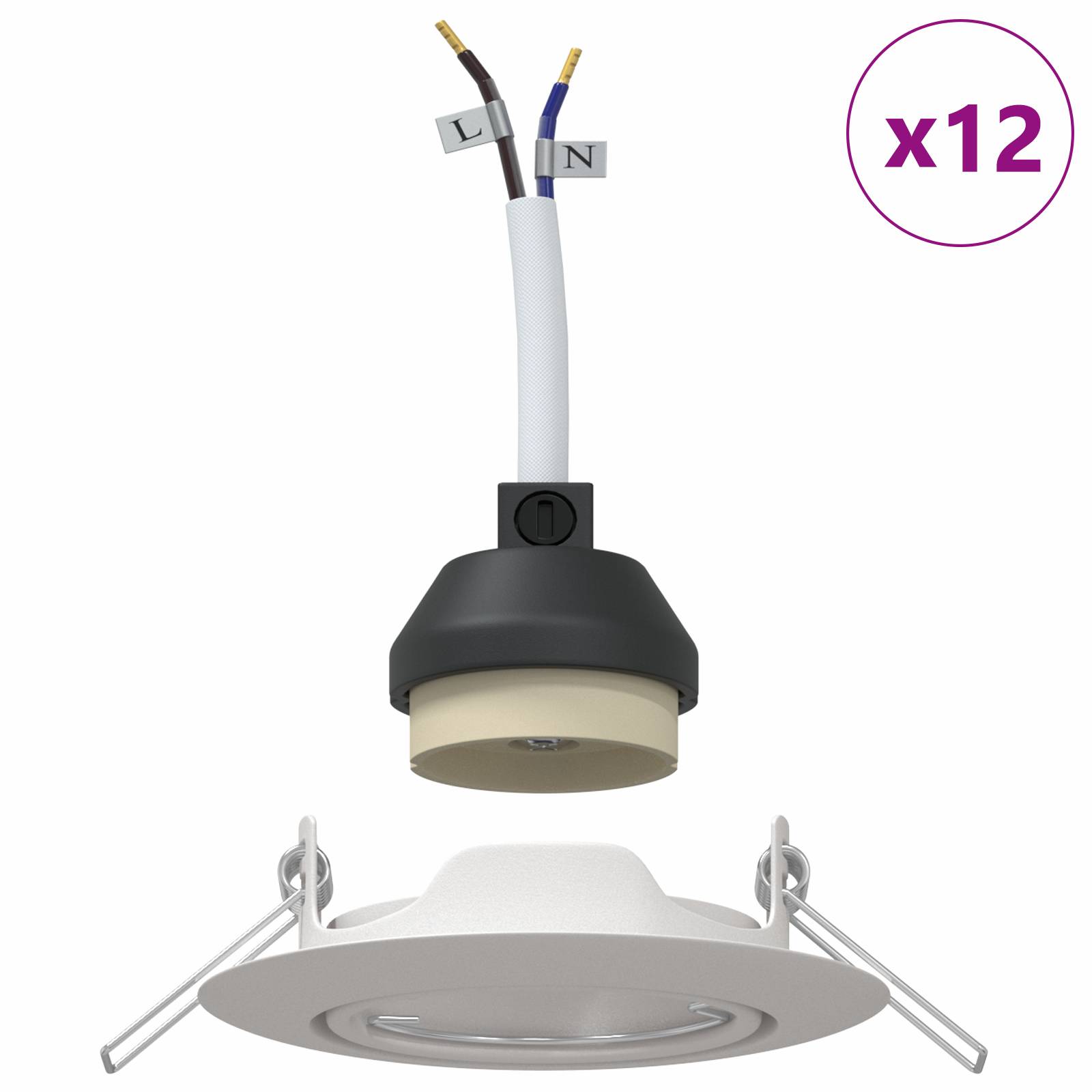 vidaXL Einbaustrahler 12 Stk. Rund GU10 Weiß Ø90 mm Stahl
