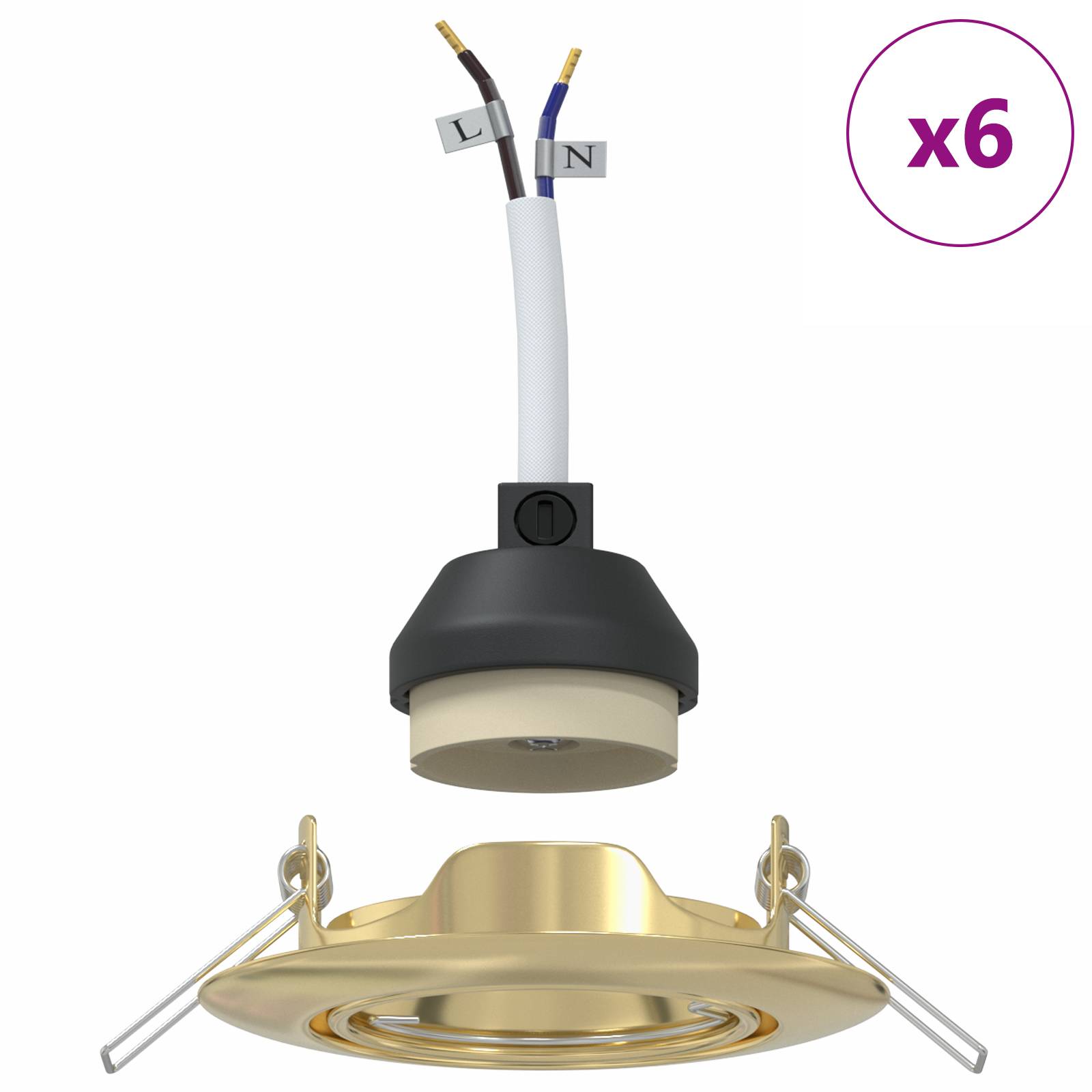 vidaXL Einbaustrahler 6 Stk. Rund GU10 Golden Ø90 mm Stahl