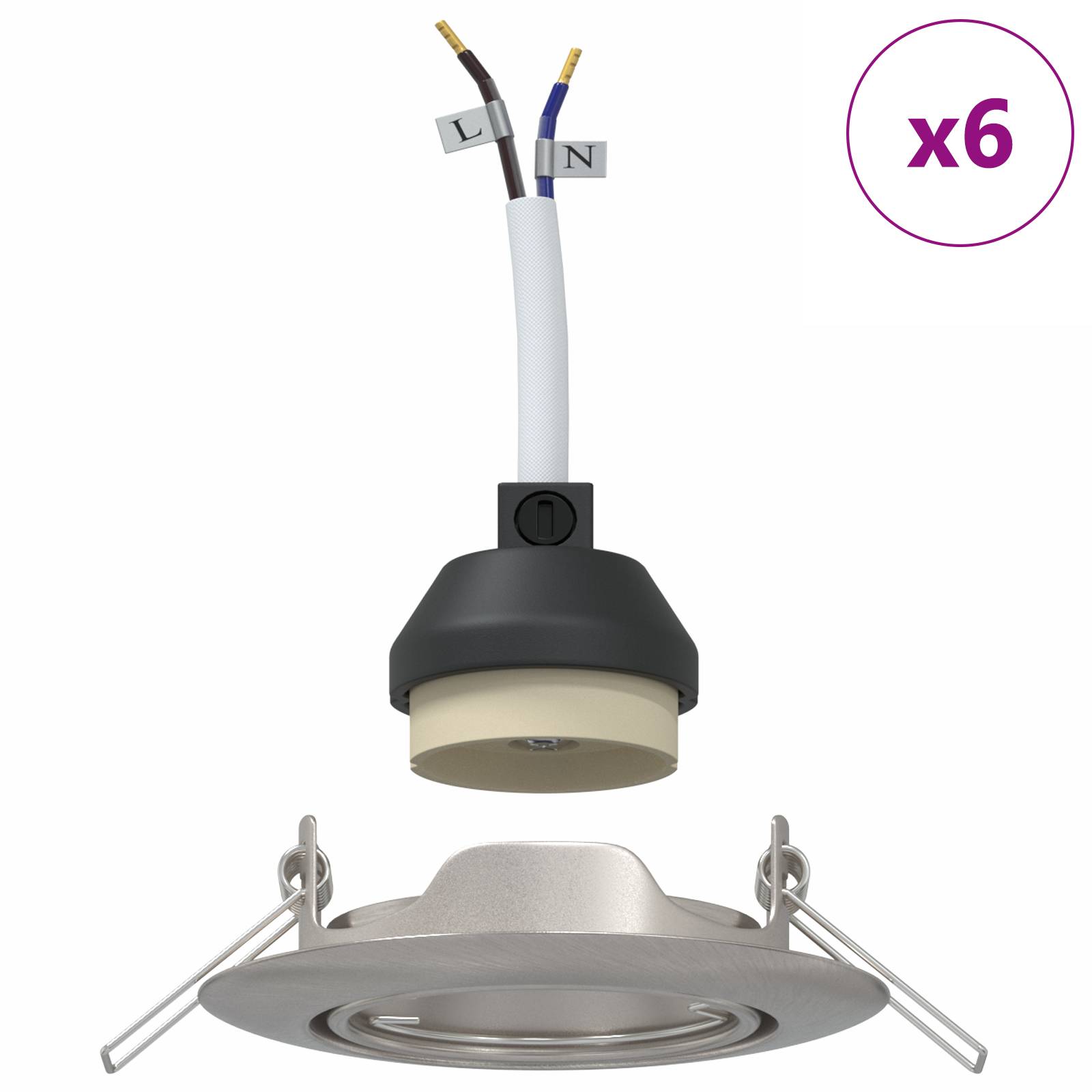 vidaXL Einbaustrahler 6 Stk. Rund GU10 Silbern Ø90 mm Stahl