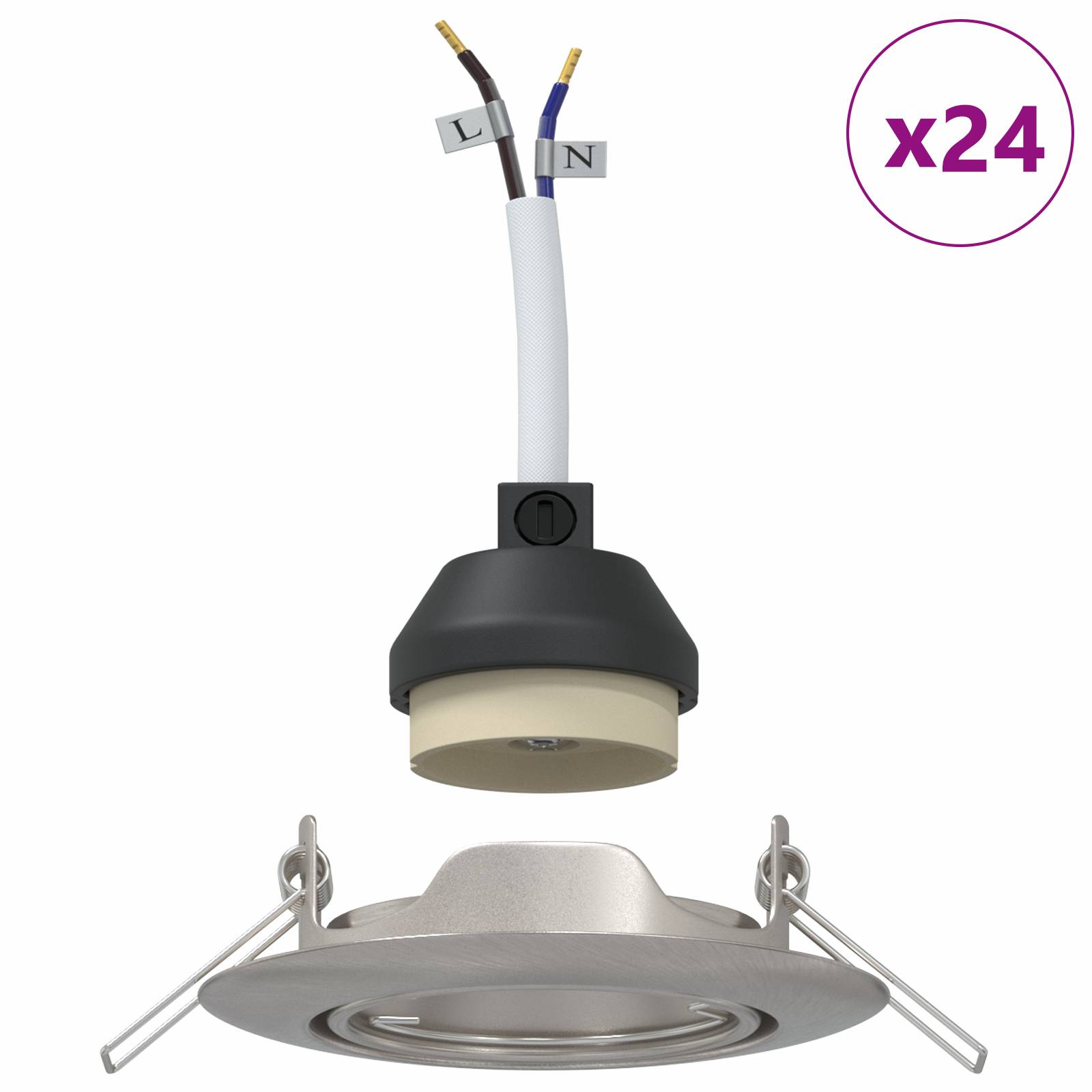 vidaXL Einbaustrahler 24 Stk. Rund GU10 Silbern Ø90 mm Stahl