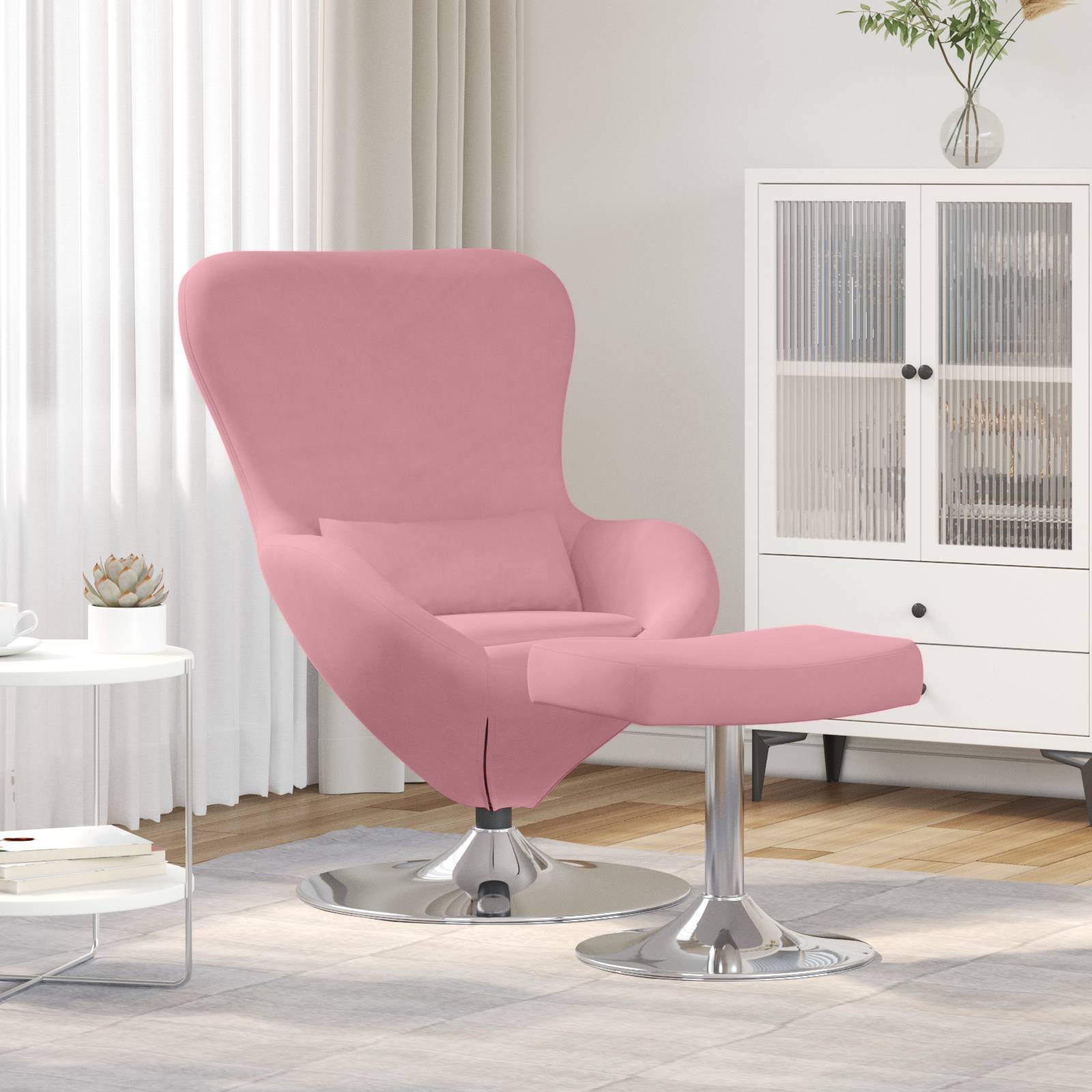 vidaXL Ei-Stuhl mit Fußhocker Rosa Samt