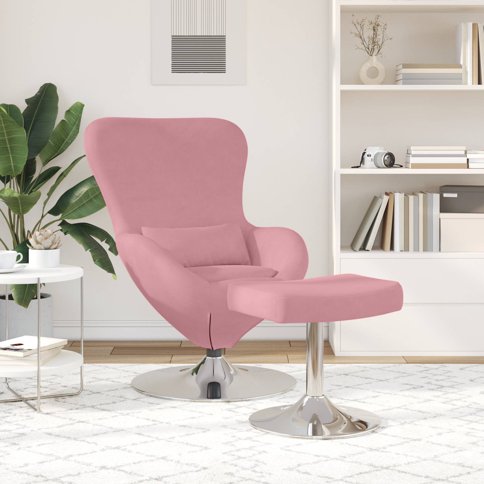 vidaXL Ei-Stuhl mit Fußhocker Rosa Samt