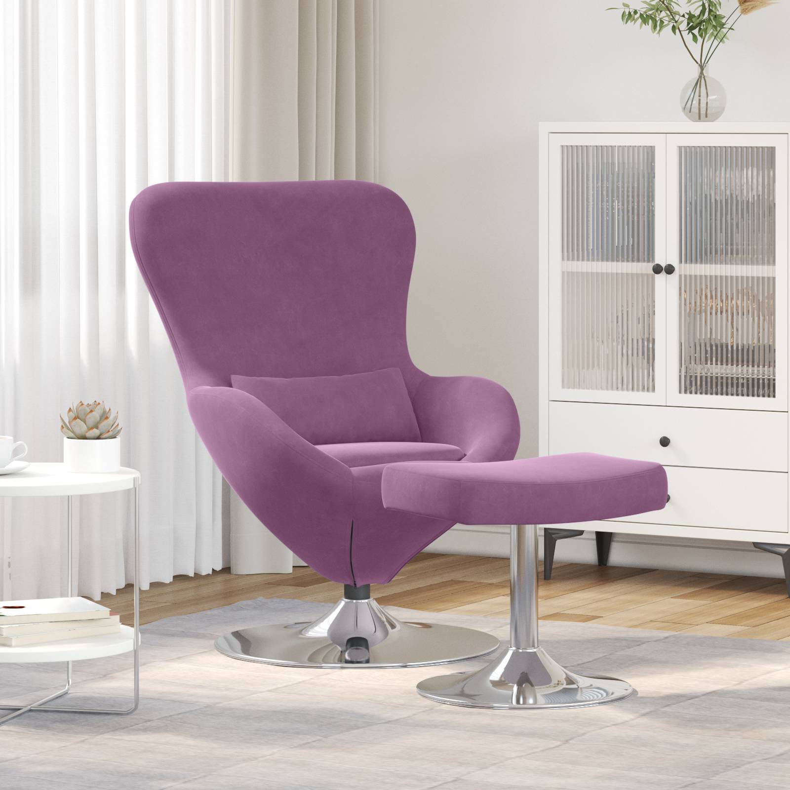 vidaXL Ei-Stuhl mit Fußhocker Lila Samt