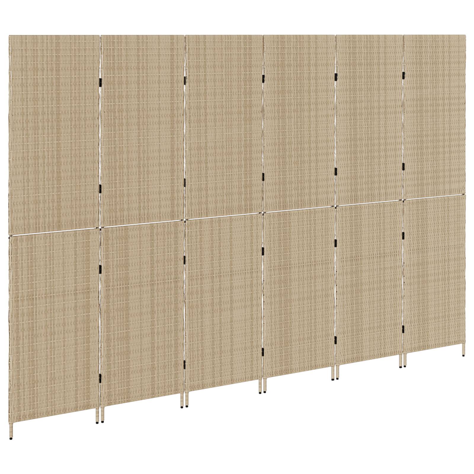 vidaXL Raumteiler 6-teilig Faltbar Beige 294x180 cm Poly Rattan