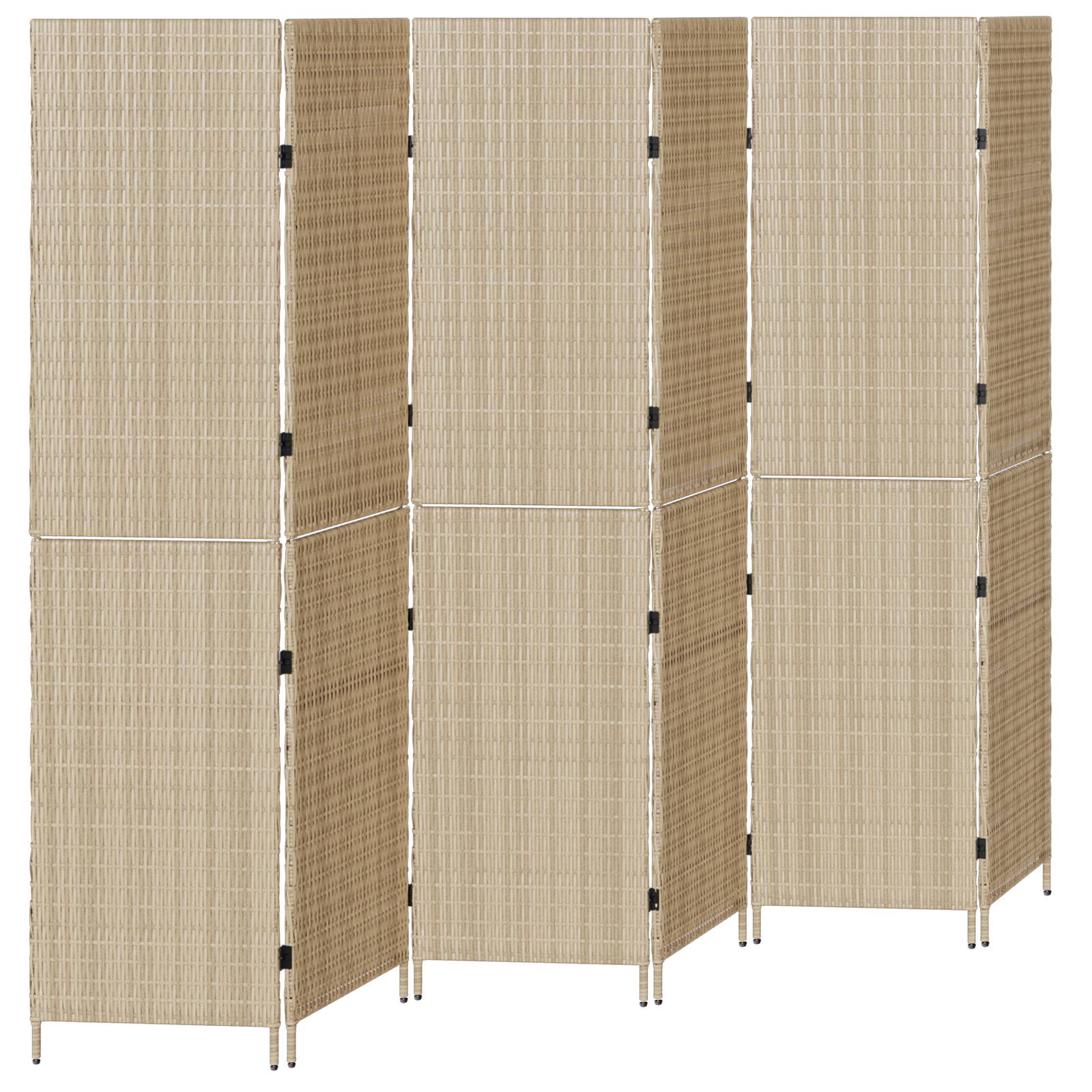 vidaXL Raumteiler 6-teilig Faltbar Beige 294x180 cm Poly Rattan