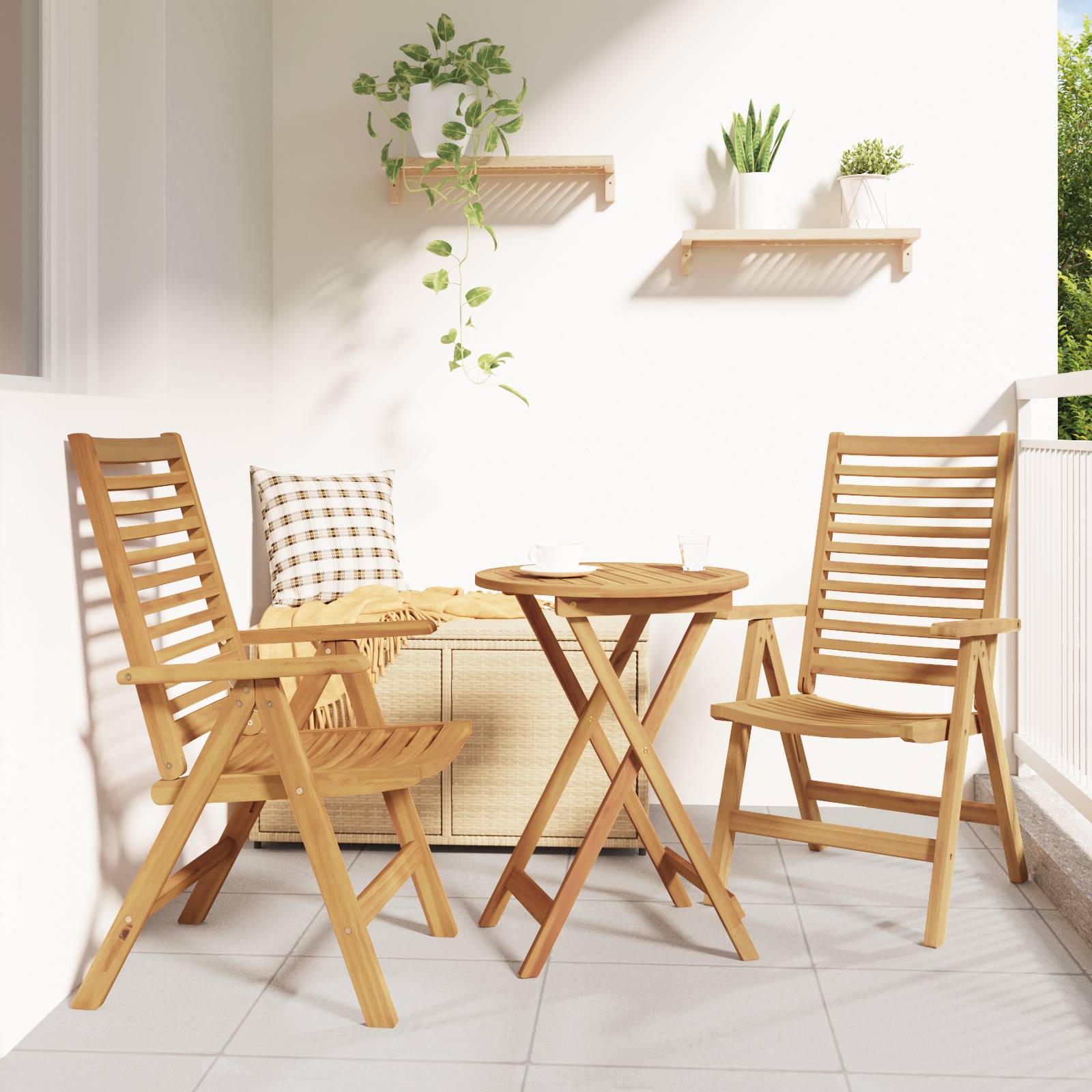 vidaXL Gartenstühle 2 Stk. Massivholz Teak