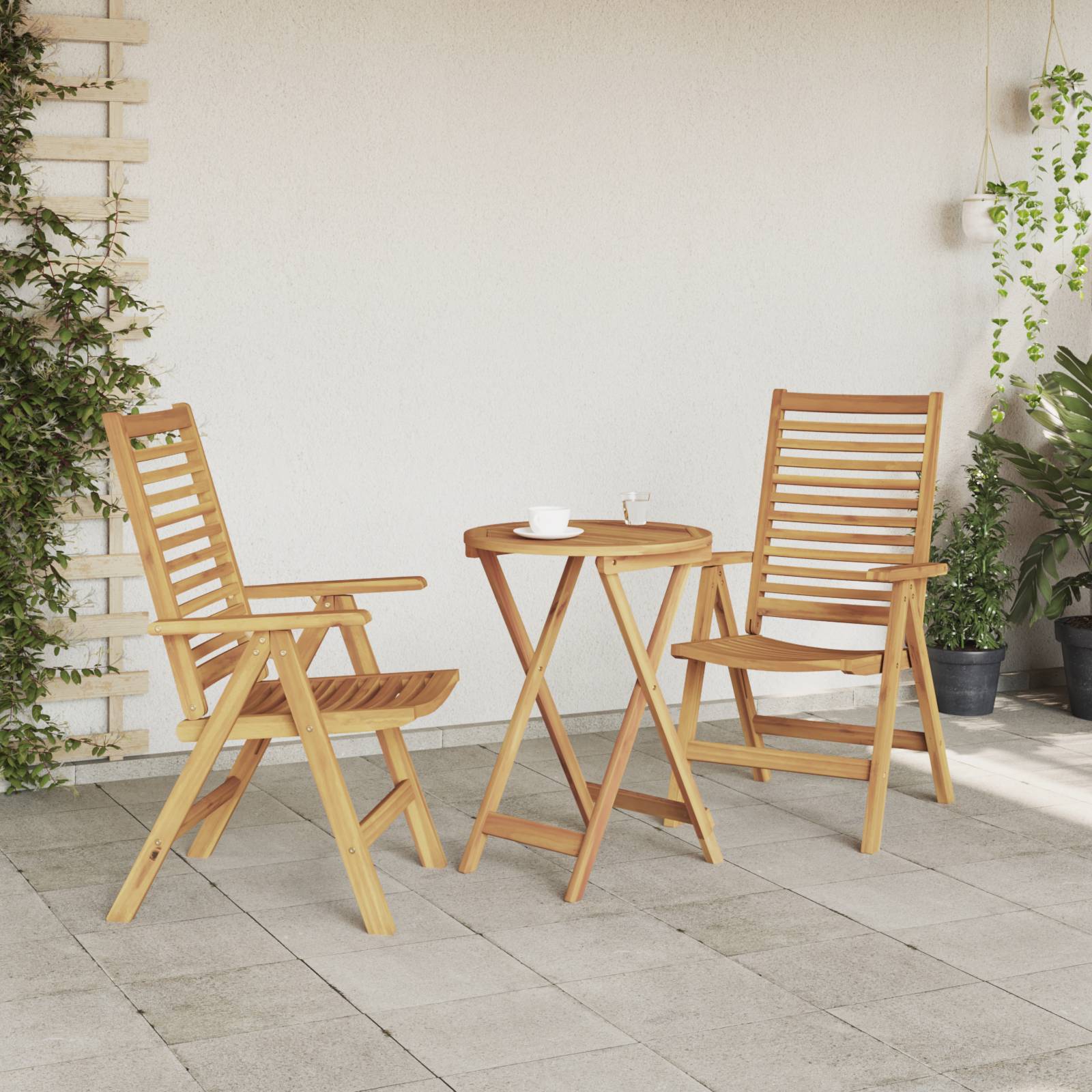 vidaXL Gartenstühle 2 Stk. Massivholz Teak