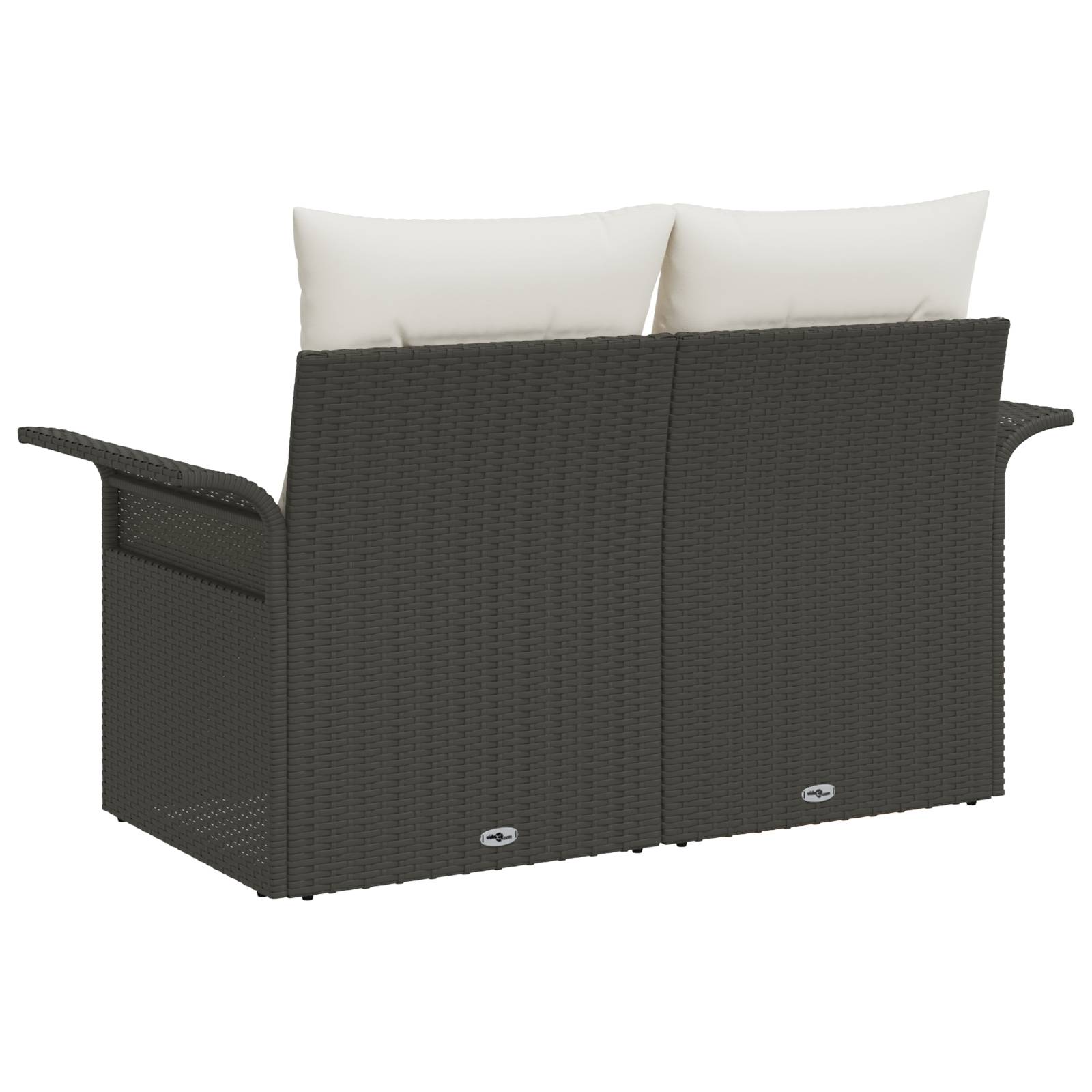 vidaXL Gartensofa 2-Sitzer mit Stauraum und Kissen Schwarz Poly Rattan