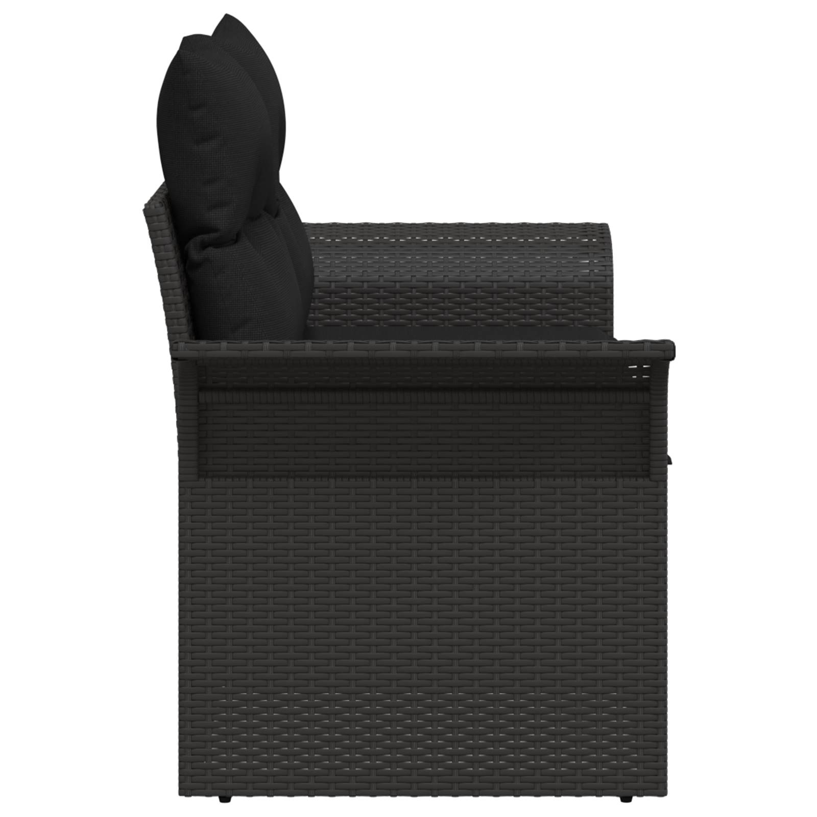 vidaXL Gartensofa 2-Sitzer mit Kissen Schwarz Poly Rattan