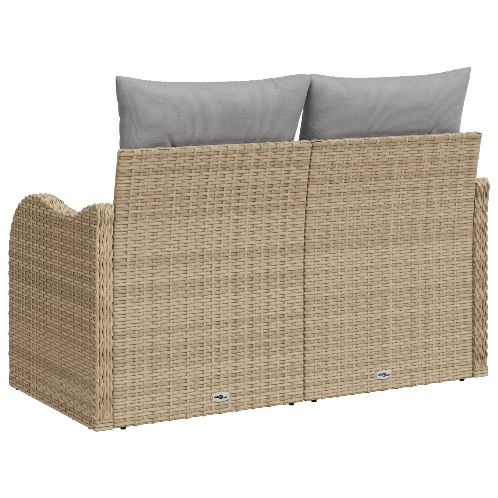 vidaXL Gartensofa 2-Sitzer mit Kissen Beige Poly Rattan