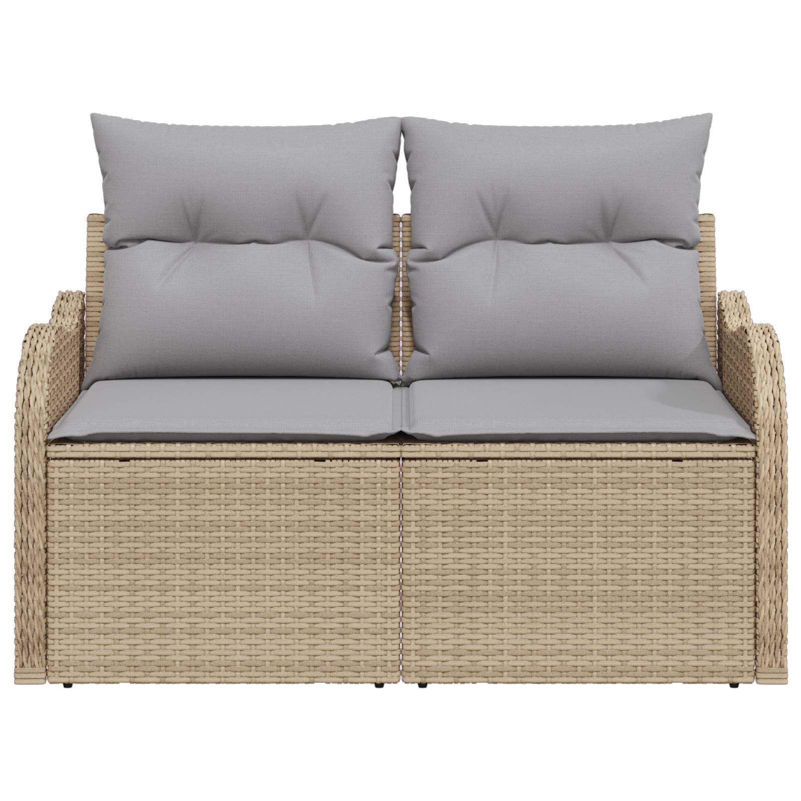 vidaXL Gartensofa 2-Sitzer mit Kissen Beige Poly Rattan