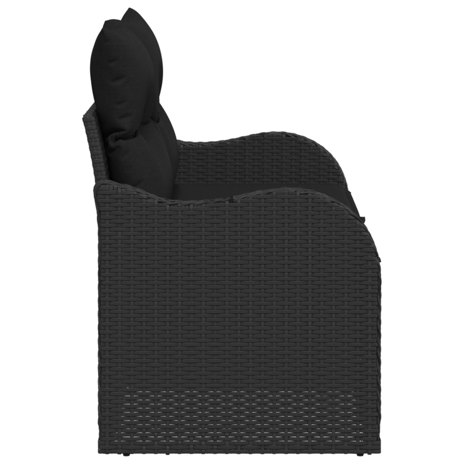 vidaXL Gartensofa 2-Sitzer mit Kissen Schwarz Poly Rattan