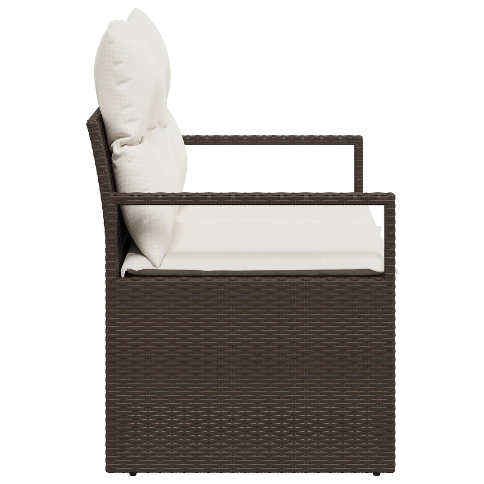vidaXL Gartensofa 2-Sitzer mit Kissen Braun Poly Rattan