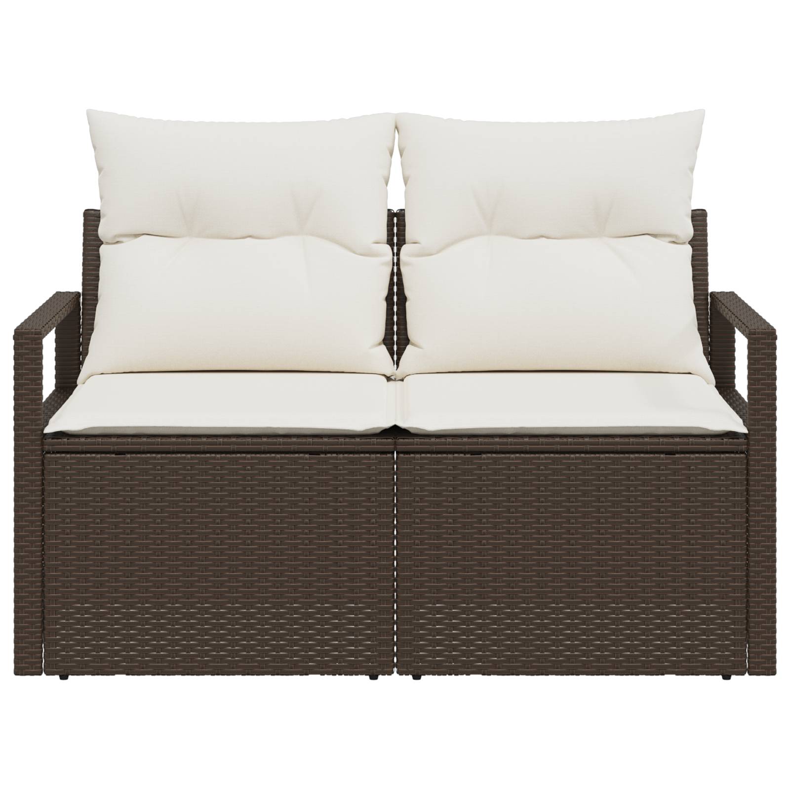 vidaXL Gartensofa 2-Sitzer mit Kissen Braun Poly Rattan