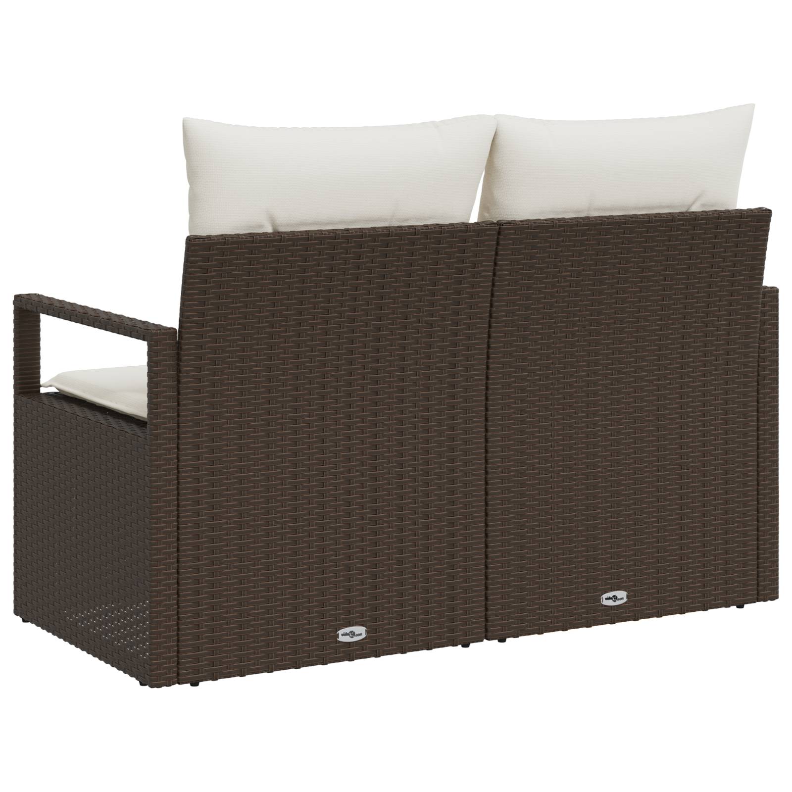 vidaXL Gartensofa 2-Sitzer mit Kissen Braun Poly Rattan