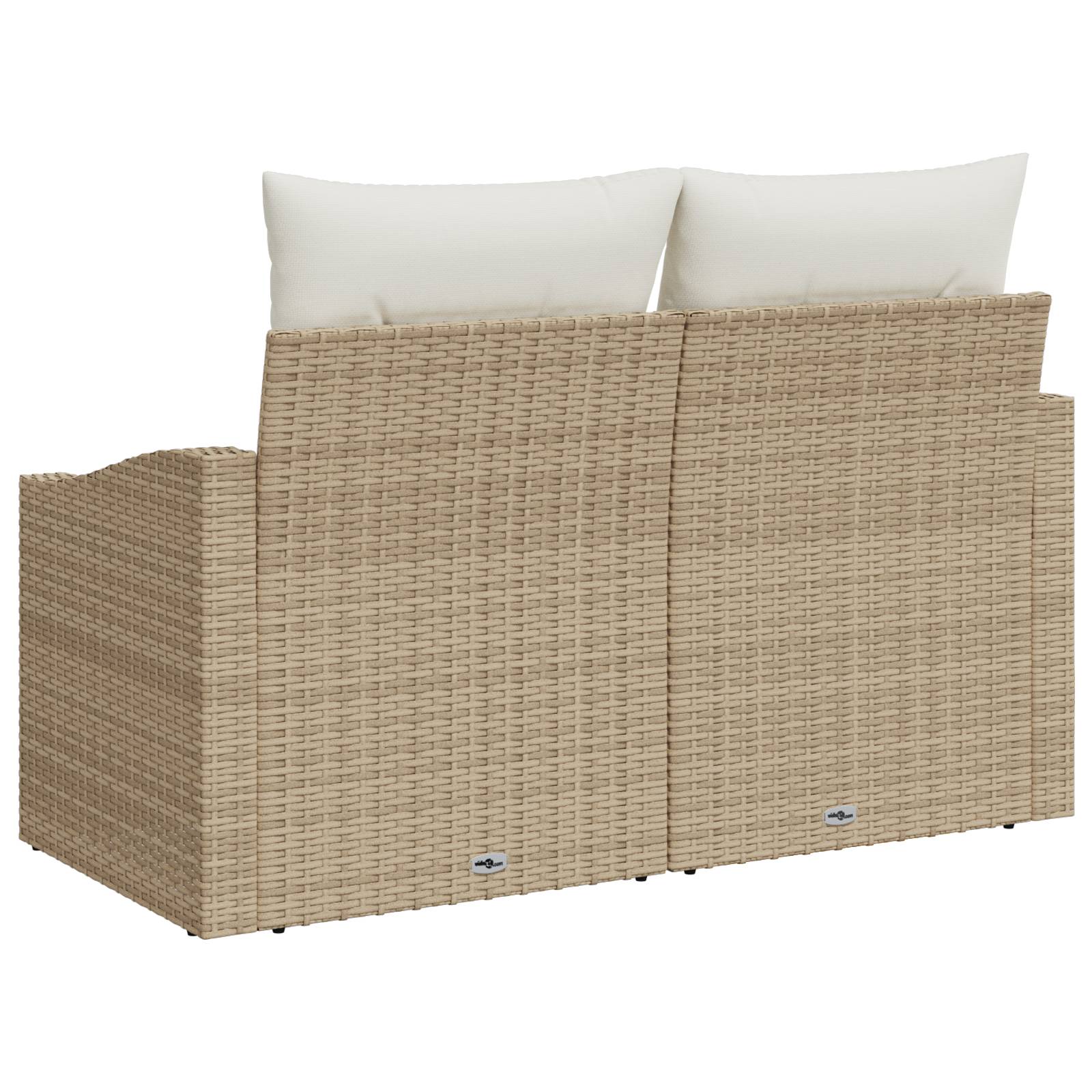vidaXL Gartensofa 2-Sitzer mit Stauraum und Kissen Beige Poly Rattan