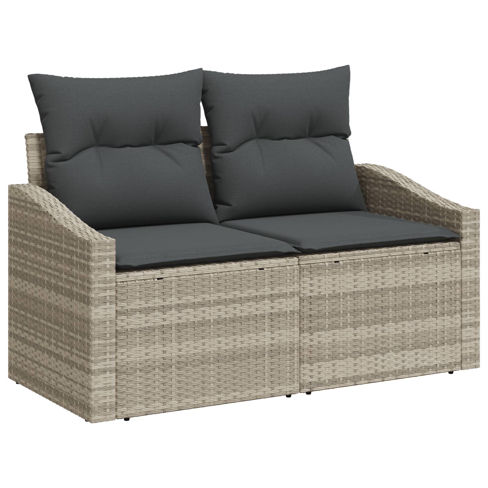 vidaXL 8-tlg. Garten-Sofagarnitur mit Kissen Hellgrau Poly Rattan