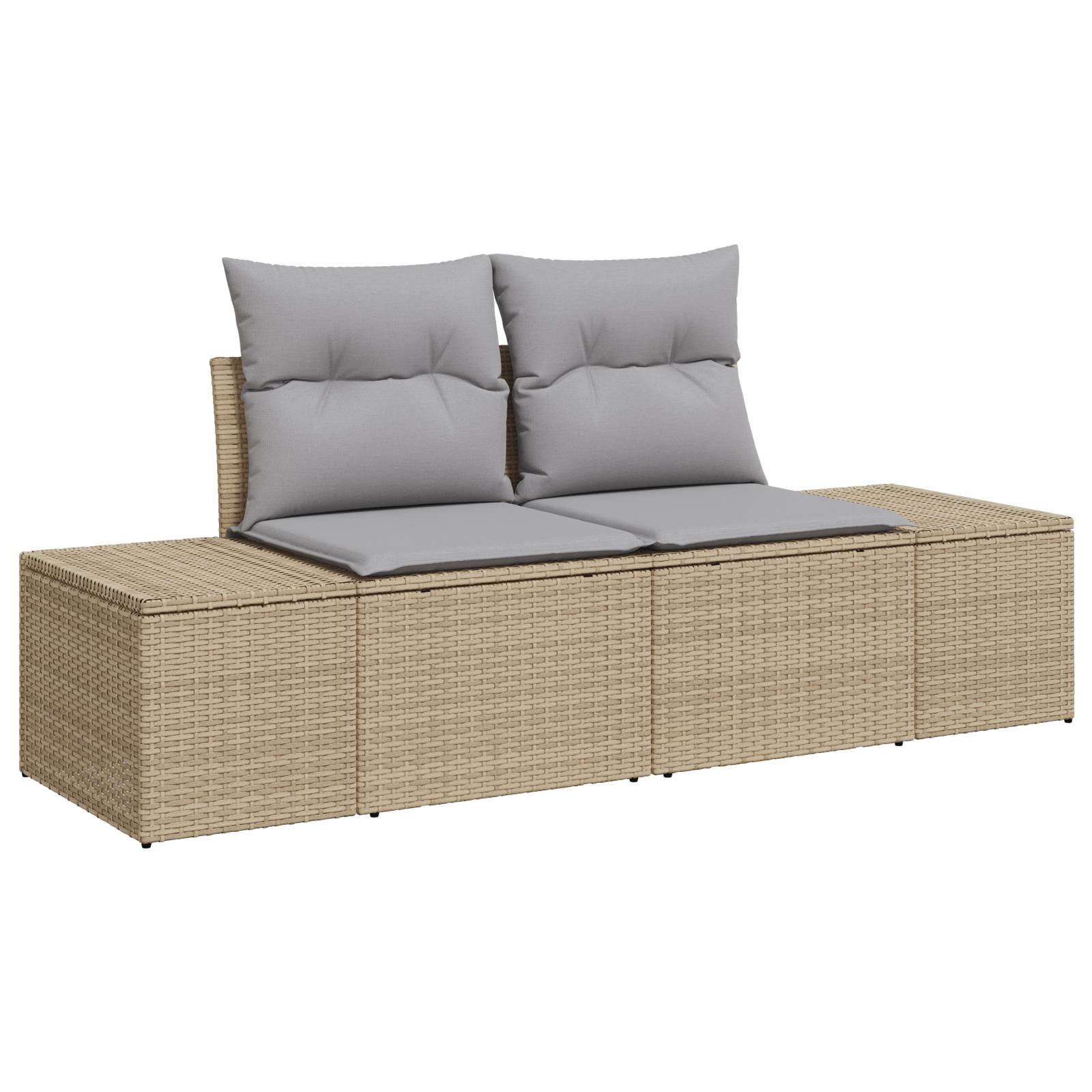vidaXL 10-tlg. Garten-Sofagarnitur mit Kissen Beige Poly Rattan Akazie