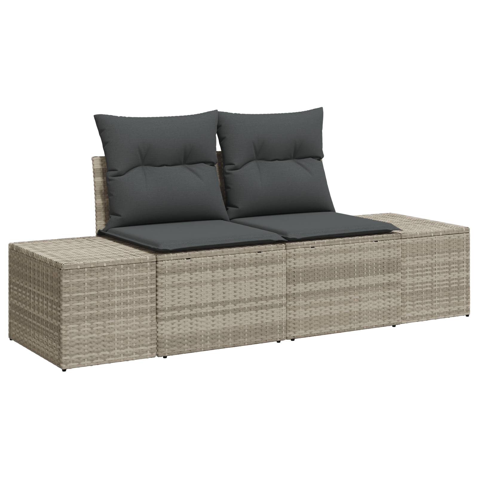vidaXL 7-tlg. Garten-Sofagarnitur mit Kissen Hellgrau Poly Rattan