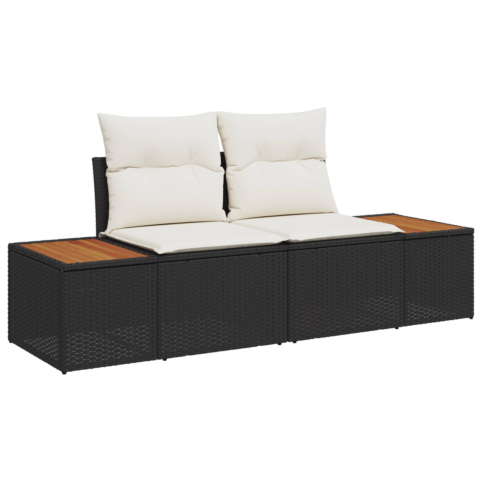 vidaXL 7-tlg. Garten-Essgruppe mit Kissen Schwarz Poly Rattan Akazie