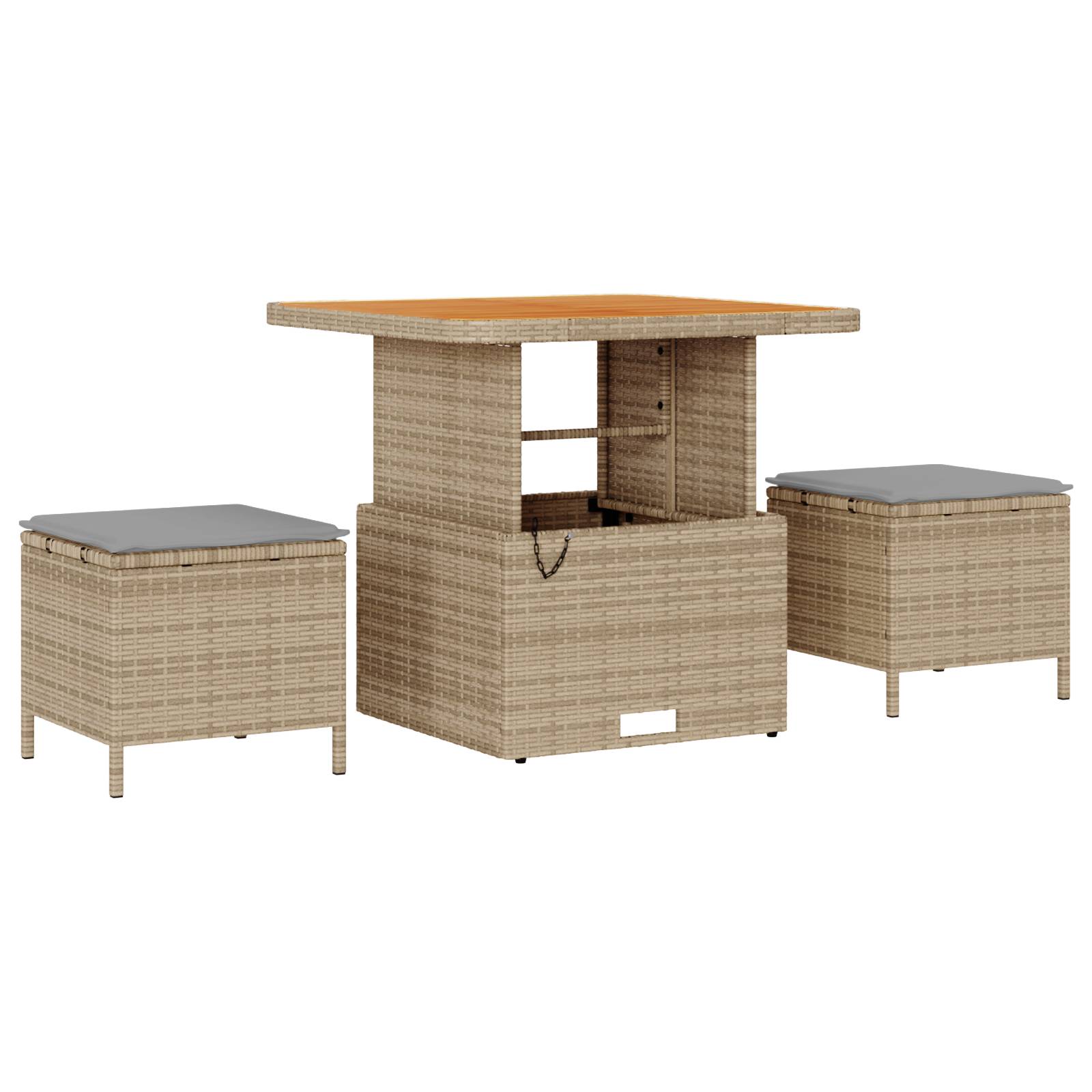 vidaXL 9-tlg. Garten-Sofagarnitur mit Kissen Beige Poly Rattan Akazie