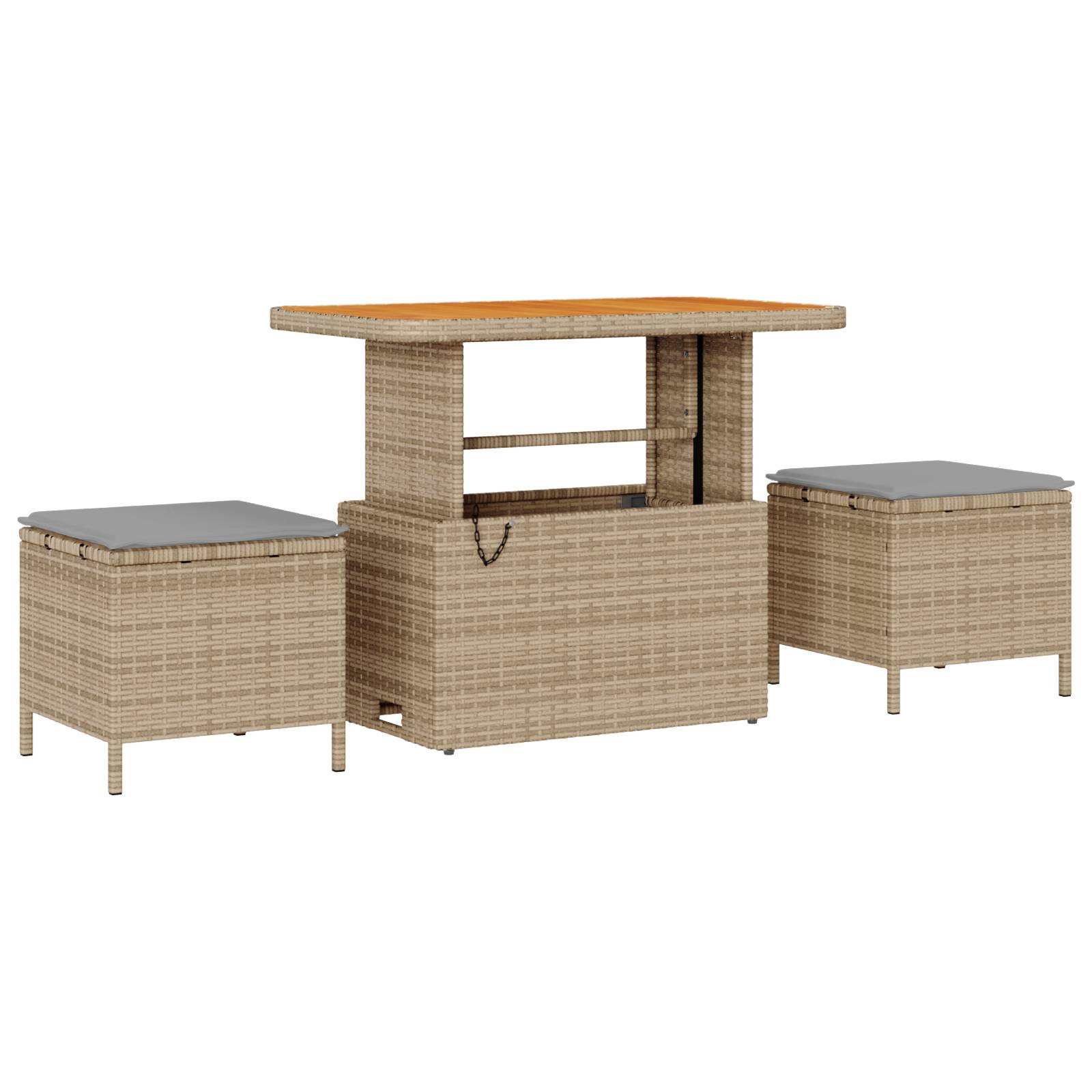 vidaXL 10-tlg. Garten-Sofagarnitur mit Kissen Beige Poly Rattan Akazie
