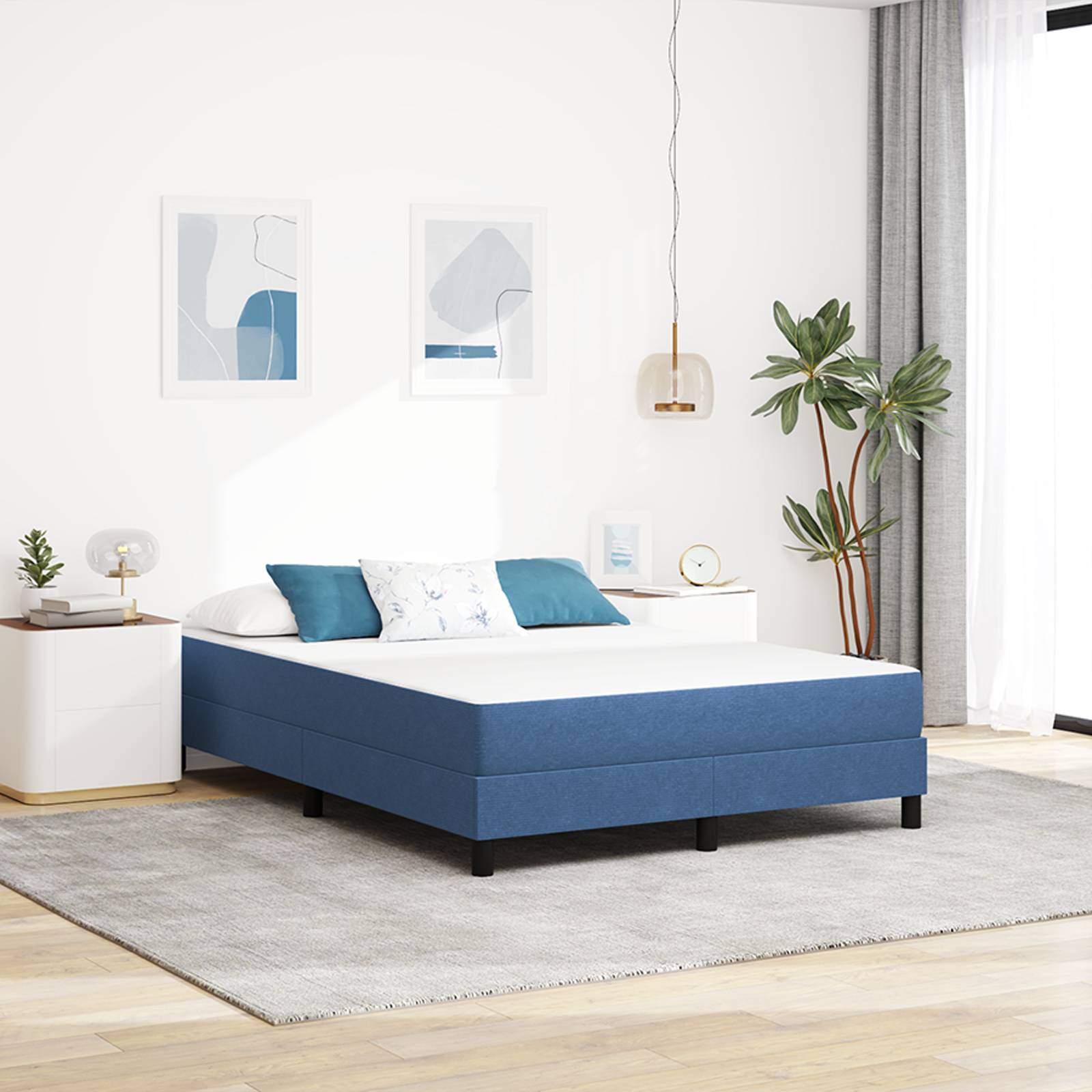 vidaXL Taschenfederkernmatratze Blau Mittelhart 140x190x20 cm Stoff