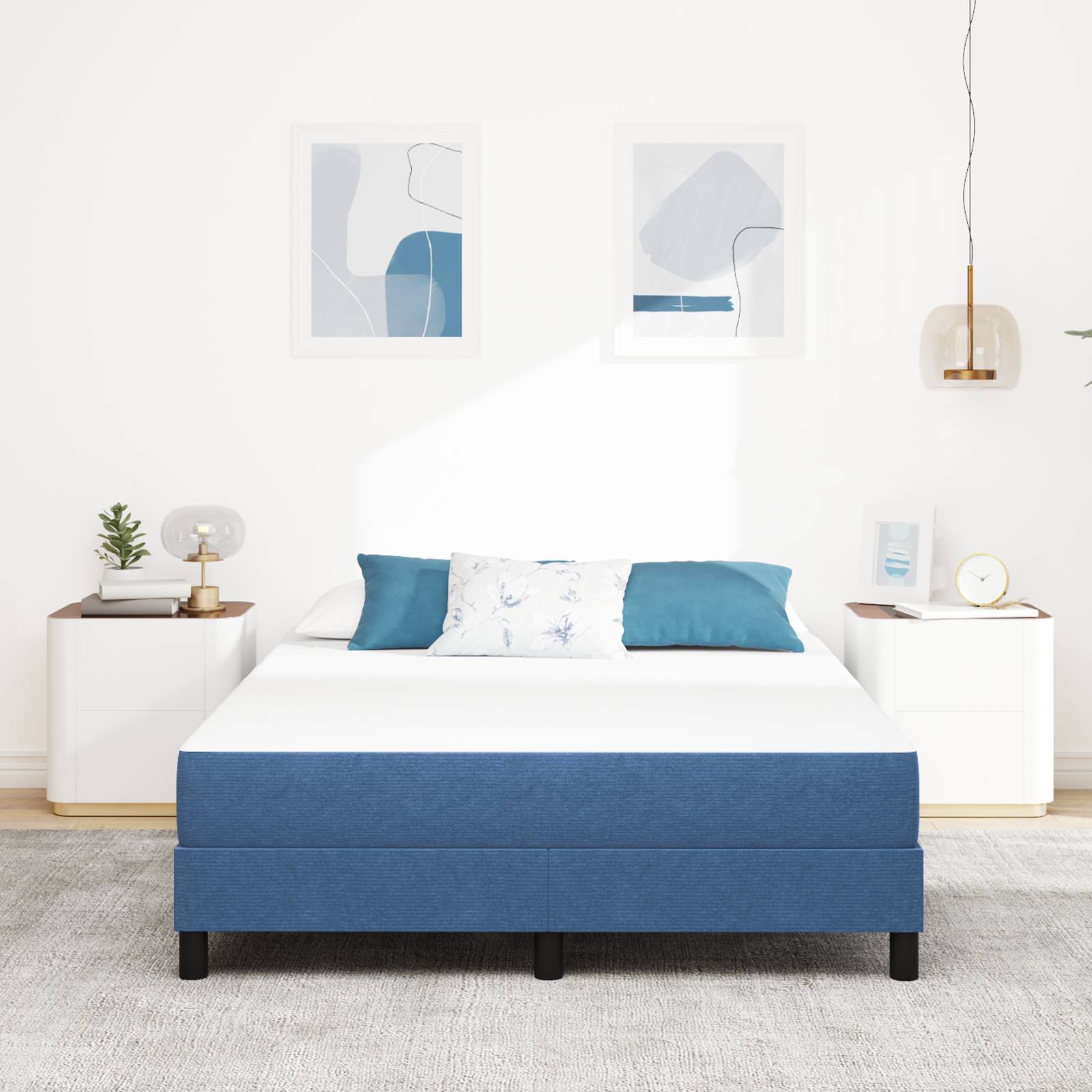 vidaXL Taschenfederkernmatratze Blau Mittelhart 140x190x20 cm Stoff