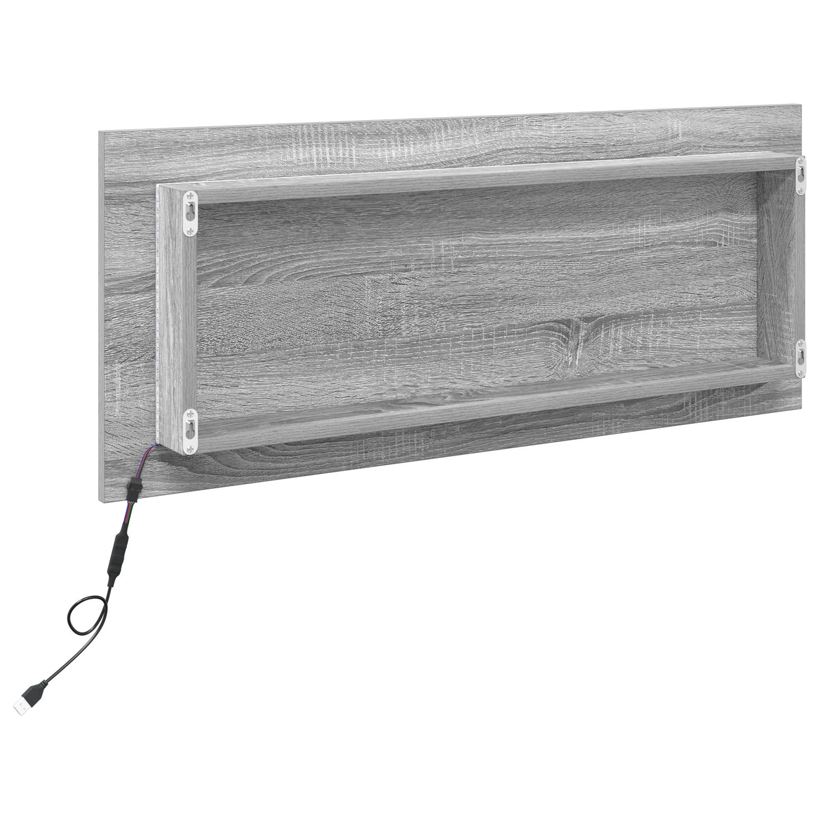 vidaXL Badspiegel mit LED-Leuchte Grau Sonoma 90x8,5x37 cm