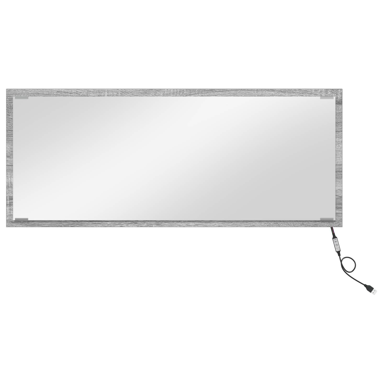 vidaXL Badspiegel mit LED-Leuchte Grau Sonoma 90x8,5x37 cm