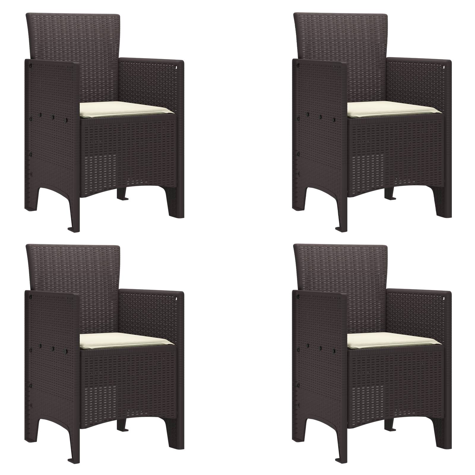 vidaXL 5-teiliges Garten Esszimmer Set mit Kissen Braun Poly Rattan