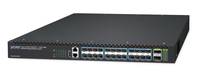 Ein Netzwerk-Switch mit mehreren Ethernet-Anschlüssen, der zum Verbinden von Geräten in einem lokalen Netzwerk (LAN) verwendet wird.