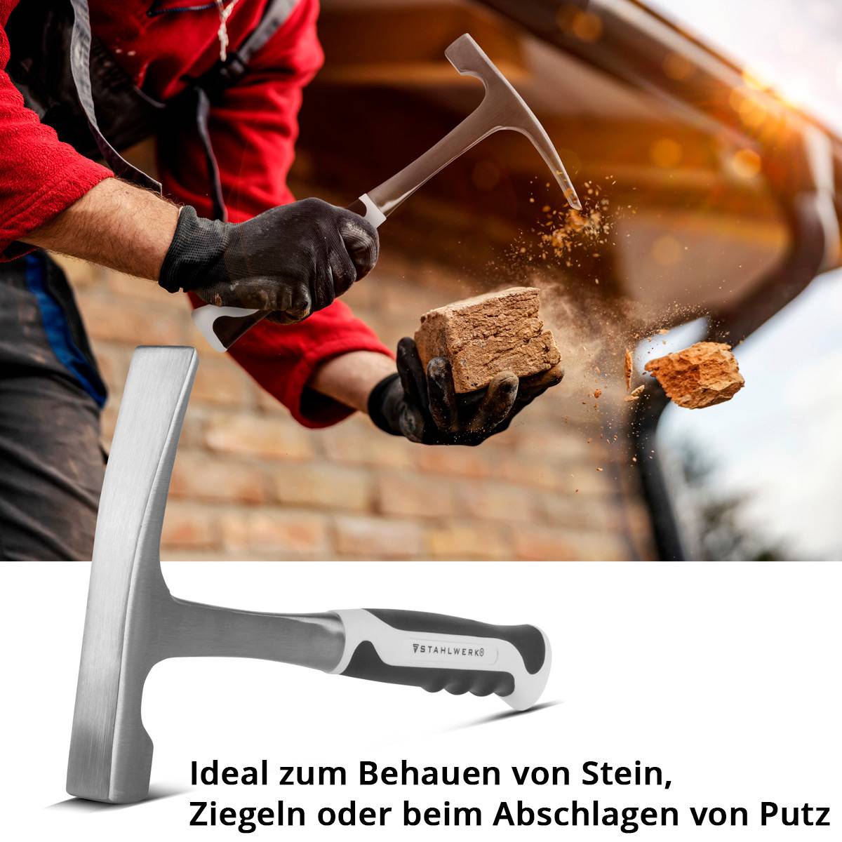 STAHLWERK Hammer Set Fäustel Klauenhammer Maurerhammer Latthammer Gummihammer