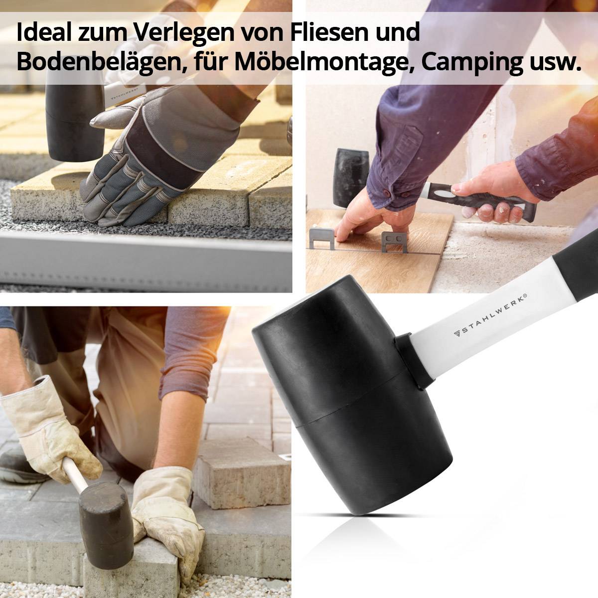 STAHLWERK Hammer Set Fäustel Klauenhammer Maurerhammer Latthammer Gummihammer