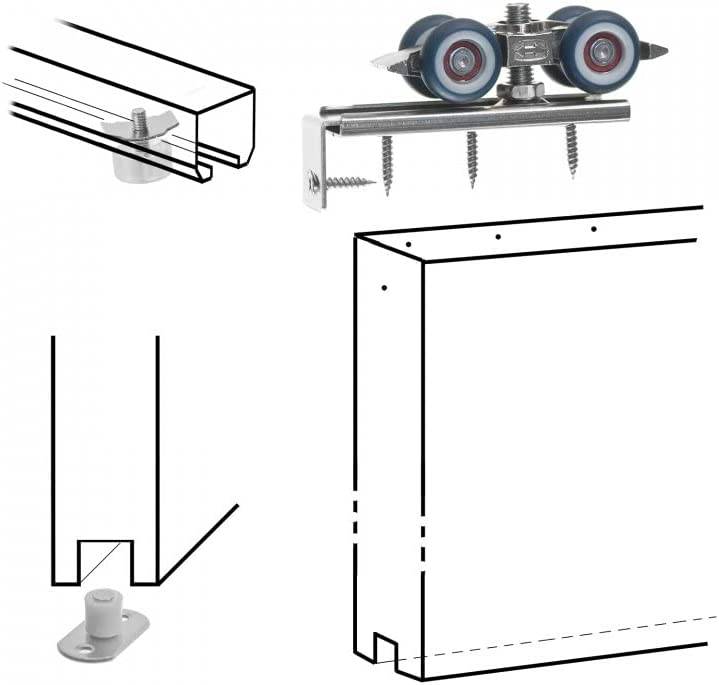 Schiebetür Beschlag für 25mm Laufprofil Laufrollen Holztür Schiebetürbeschlag 4 Rollen