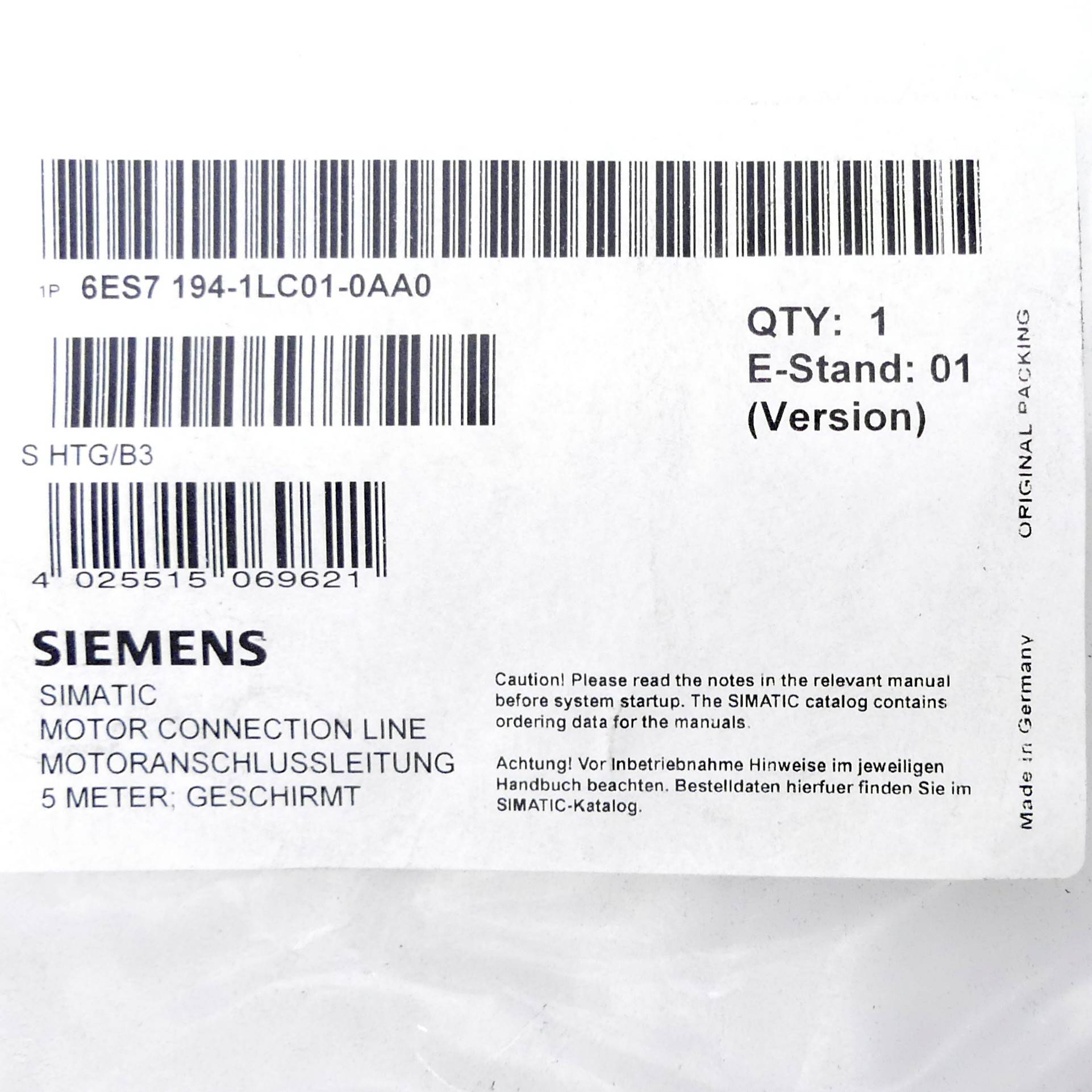 Siemens Motoranschlussleitung (6ES7 194-1LC01-0AA0)