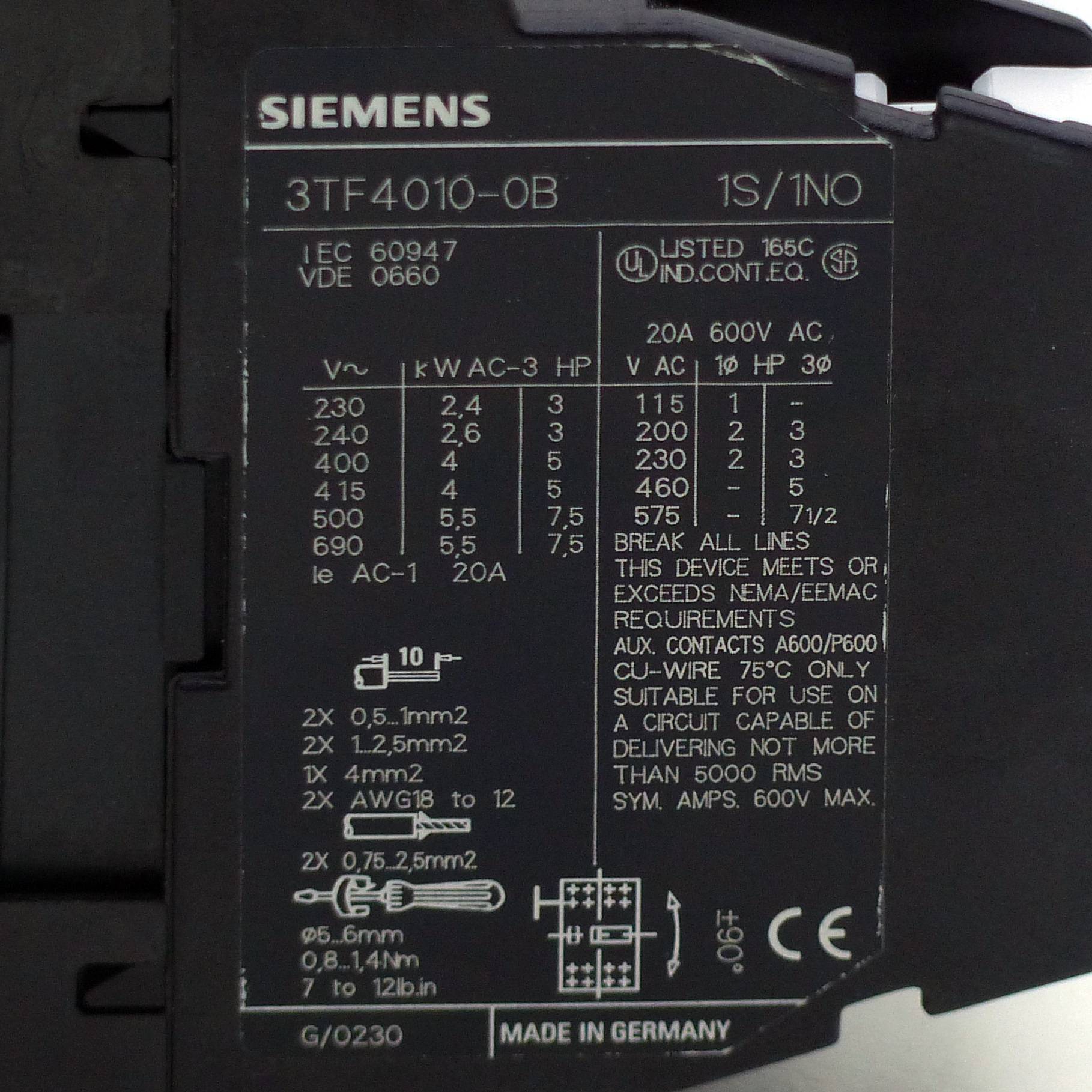 Siemens Hilfsschalter (3TF4010-0B)
