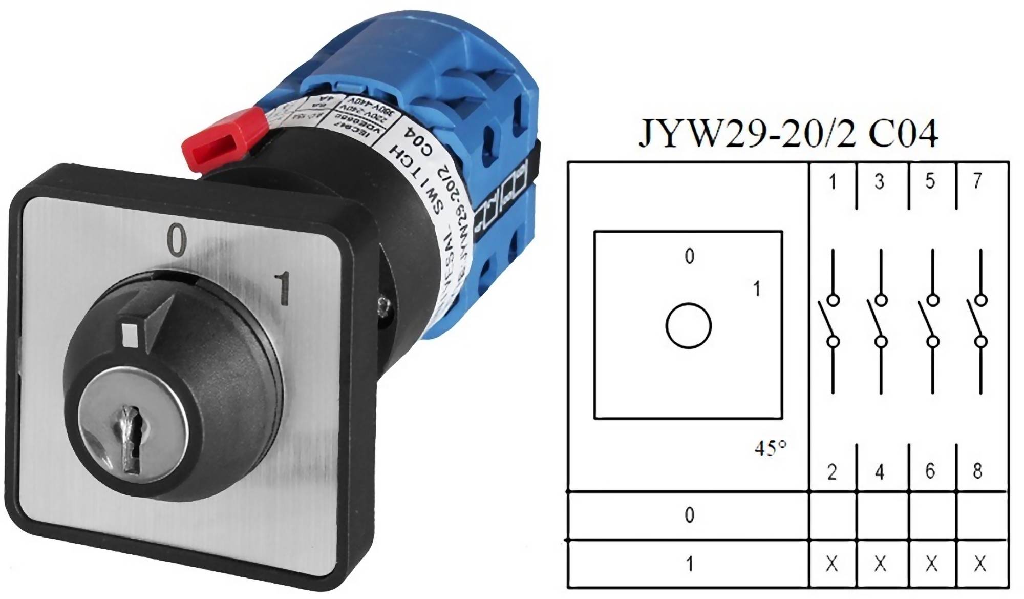 Schlüsselschalter Drehschalter Nockenschalter Hauptschalter Motor Schalter B