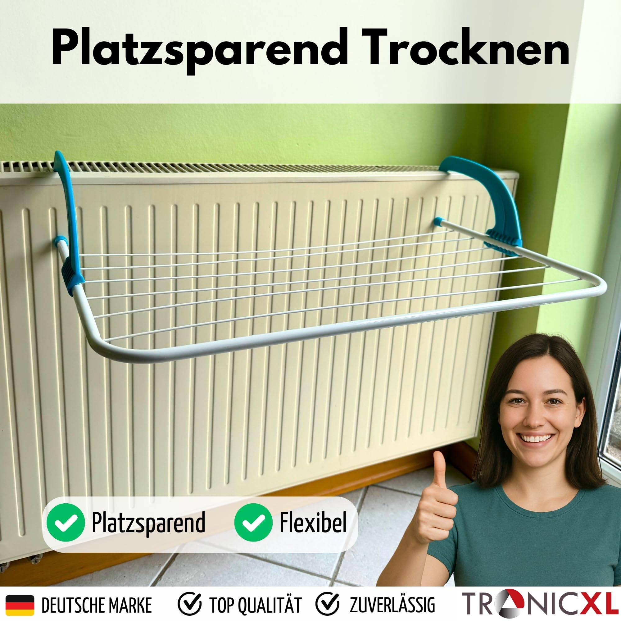 Kleiner Wäscheständer zum einhängen in Heizung Wäscheleine klein für Heizkörper Heizkörpertrockner Wäschetrockner Heizungskörper Balkon