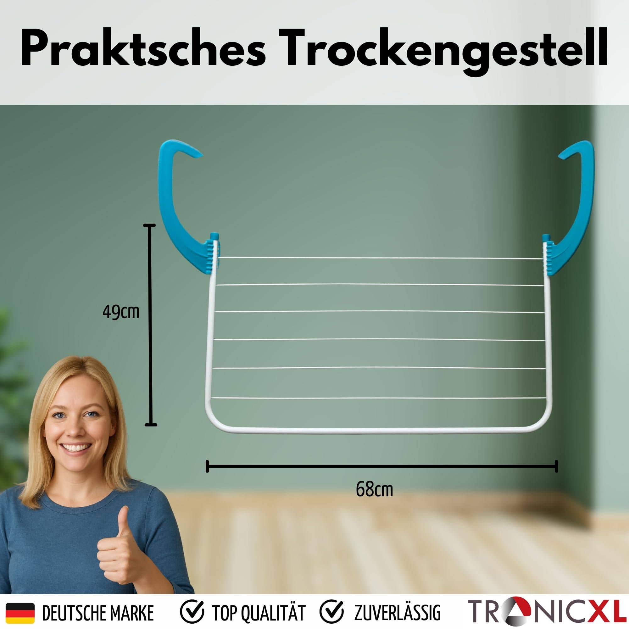 Kleiner Wäscheständer zum einhängen in Heizung Wäscheleine klein für Heizkörper Heizkörpertrockner Wäschetrockner Heizungskörper Balkon
