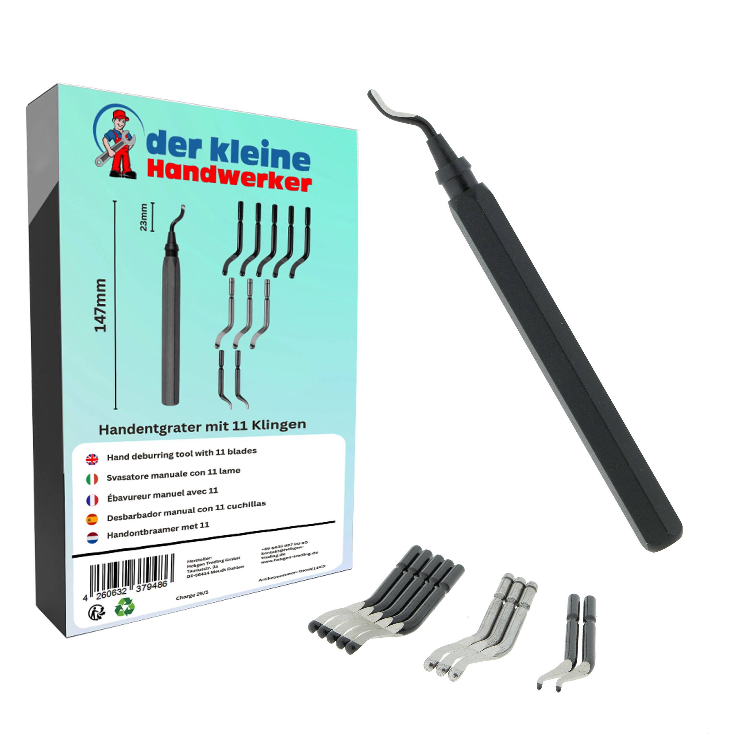 Profi Handentgrater mit 11 Klingen 360° für Metall, Kunststoff, Edelstahl