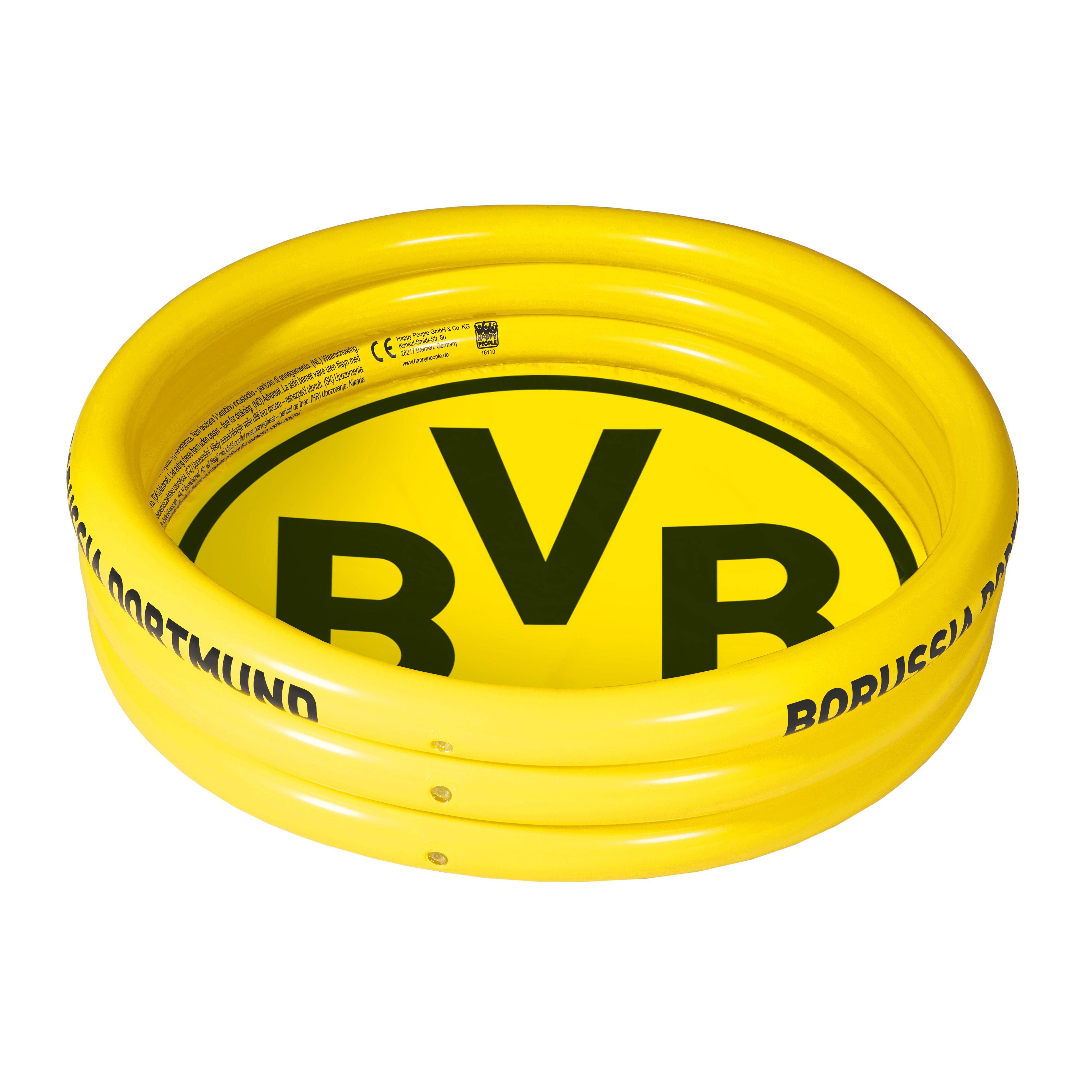 Happy People 16110 - BVB 3-Ring-Pool ca. 100x23 cm Planschbecken Babypool Kinder Borussia Dortmund