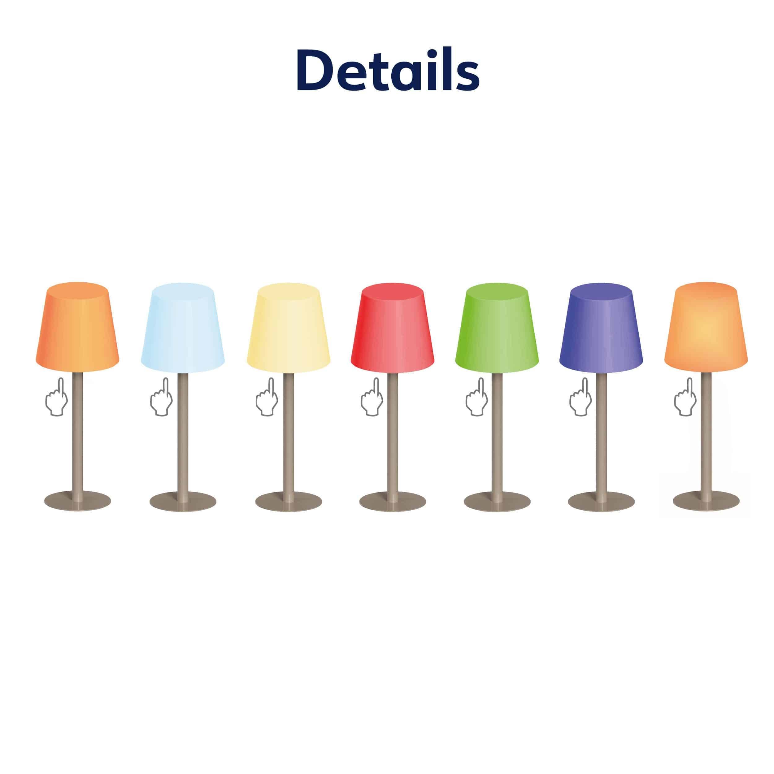 MÜLLER-LICHT LED-Akku-Tischleuchte PINE, 2W, 200lm, RGB + weiß, grau