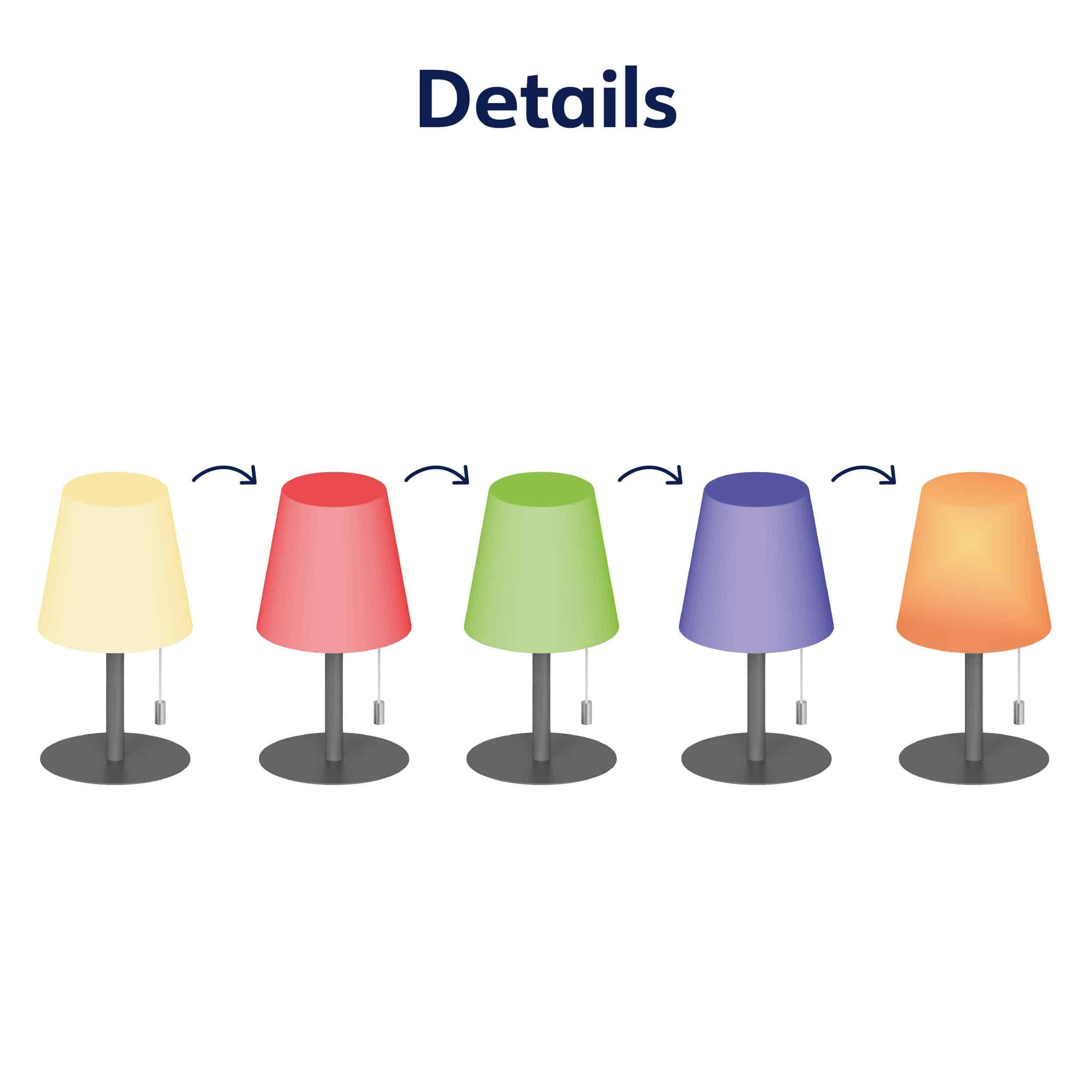 MÜLLER-LICHT LED-Akku-Tischleuchte CEDA, 2W, 200lm, RGB + weiß, grau