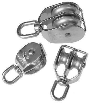 V4A Edelstahl Seilspanner Umlenkrolle Schäkel Kettenverbinder Bolzen Karabiner Doppel Umlenkrolle Ø25mm