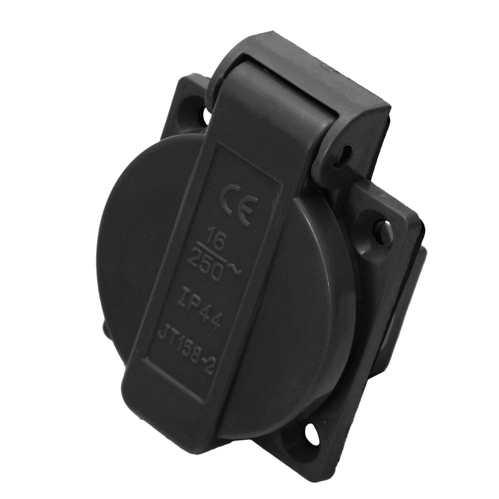 Einbausteckdose Blau Schwarz IP44 Schuko 230/250V 16A Steckdose Anbausteckdose Schwarz