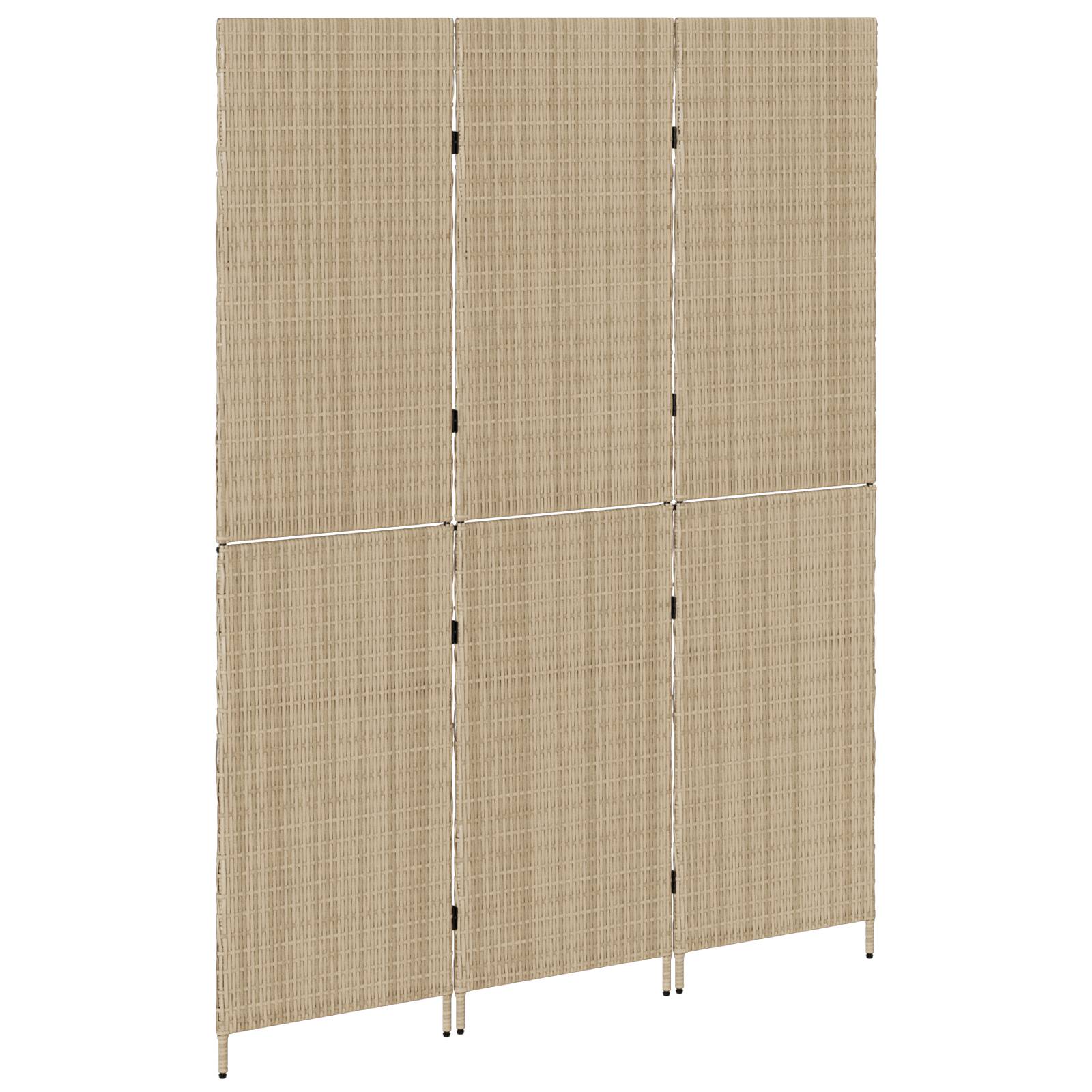 vidaXL Raumteiler 3-teilig Faltbar Beige 147x180 cm Poly Rattan