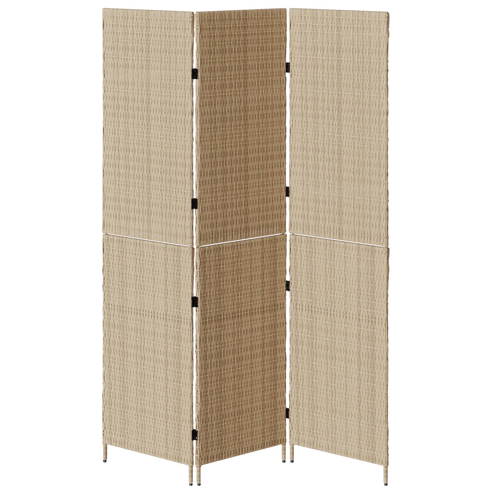 vidaXL Raumteiler 3-teilig Faltbar Beige 147x180 cm Poly Rattan