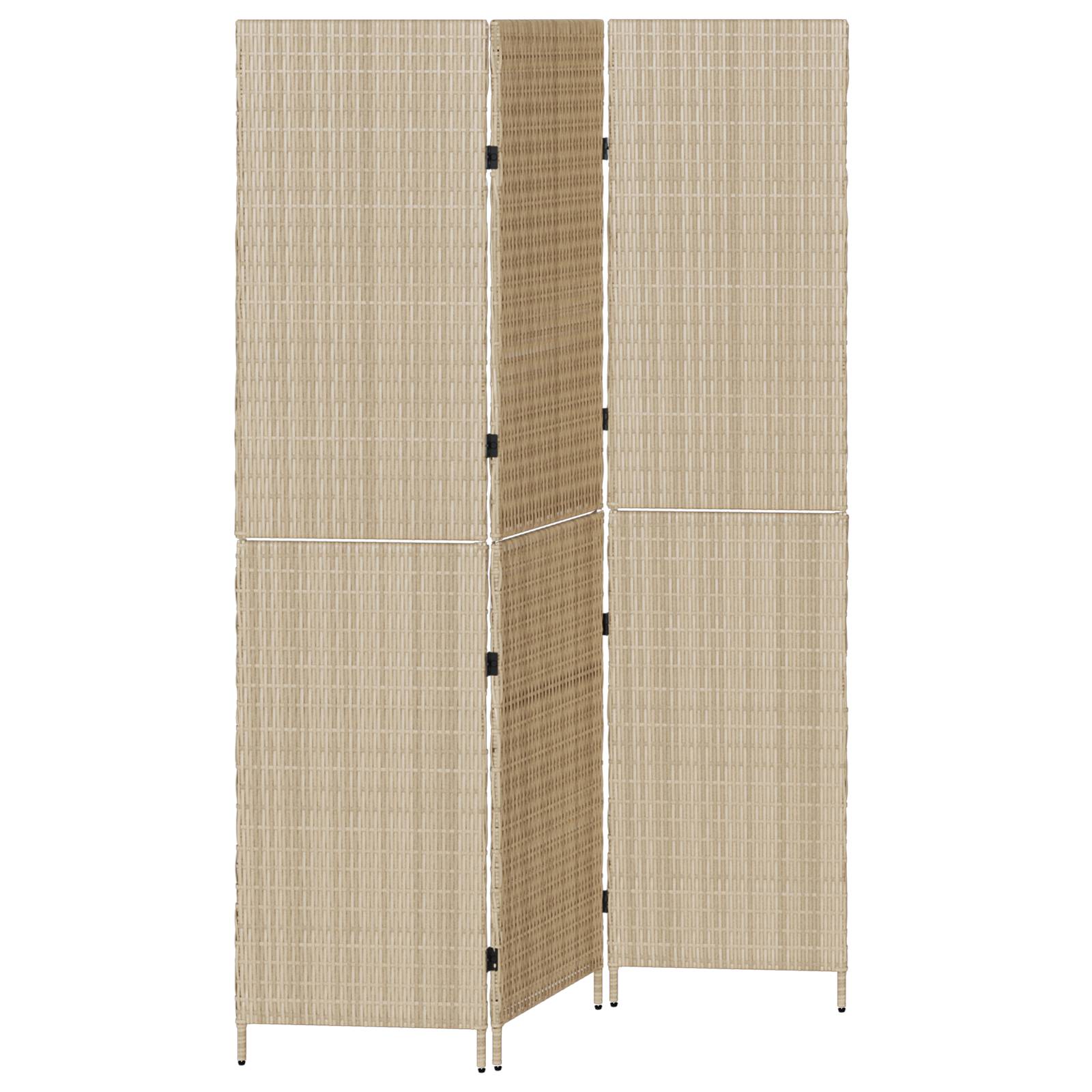 vidaXL Raumteiler 3-teilig Faltbar Beige 147x180 cm Poly Rattan